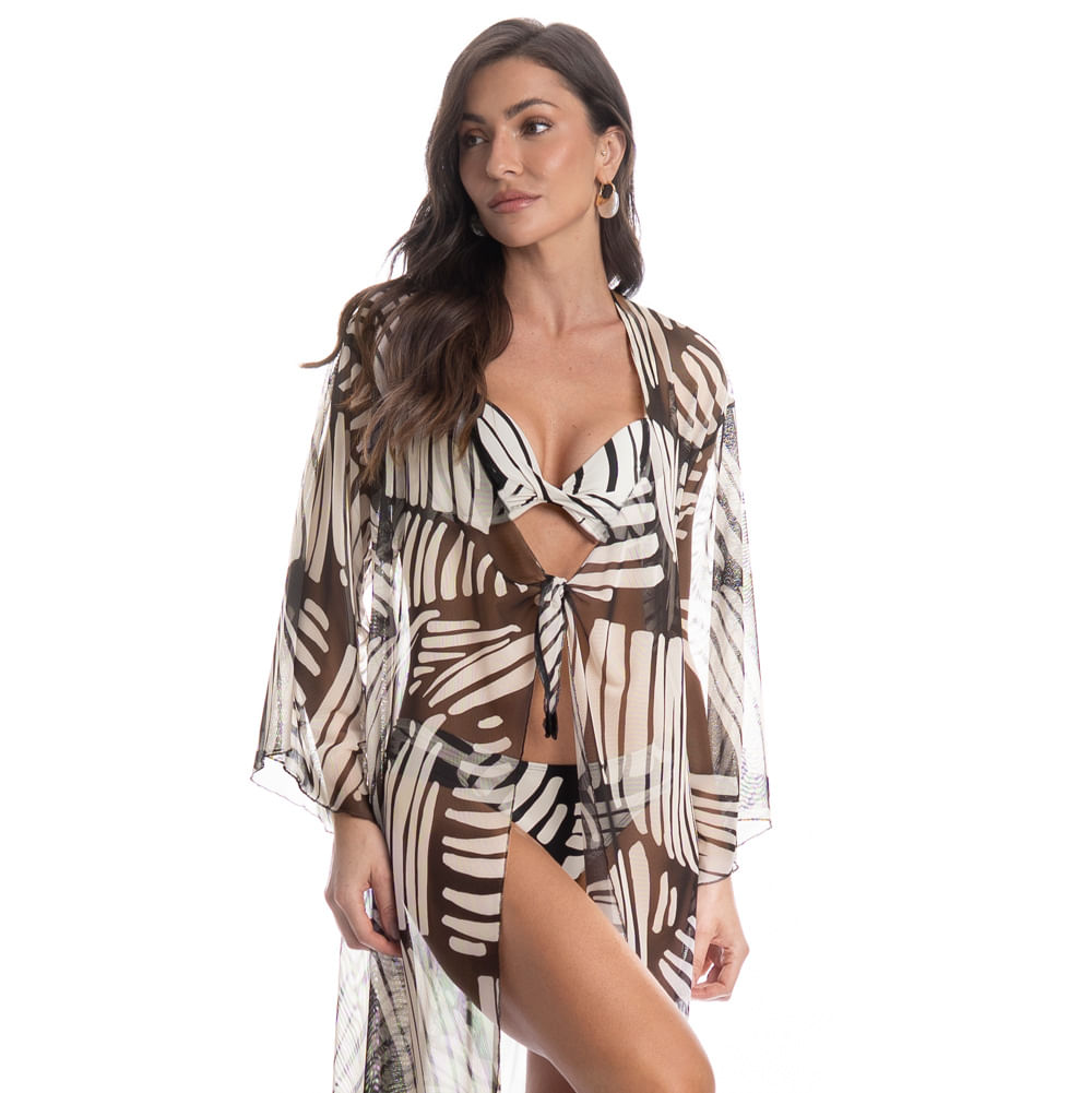 Kaftan De Tule Mistral Preto - Imagem 1