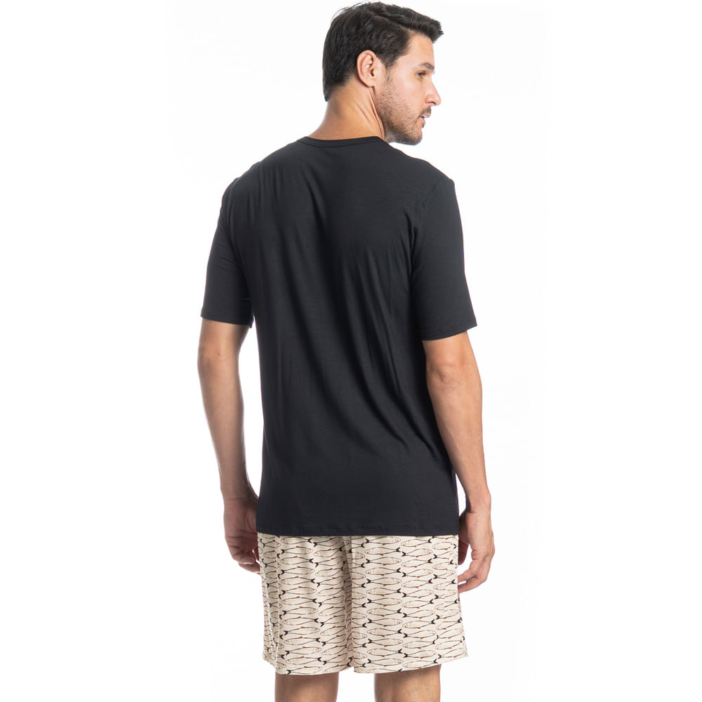 Pijama Curto Masculino Netuno Preto - Imagem 2