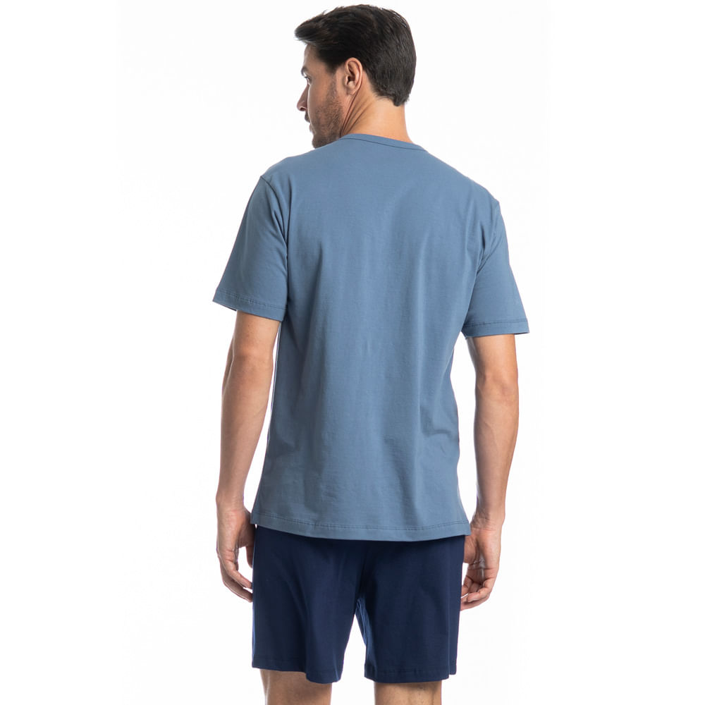 Pijama Masculino Curto Eric Tombini Azul-2 - Imagem 2