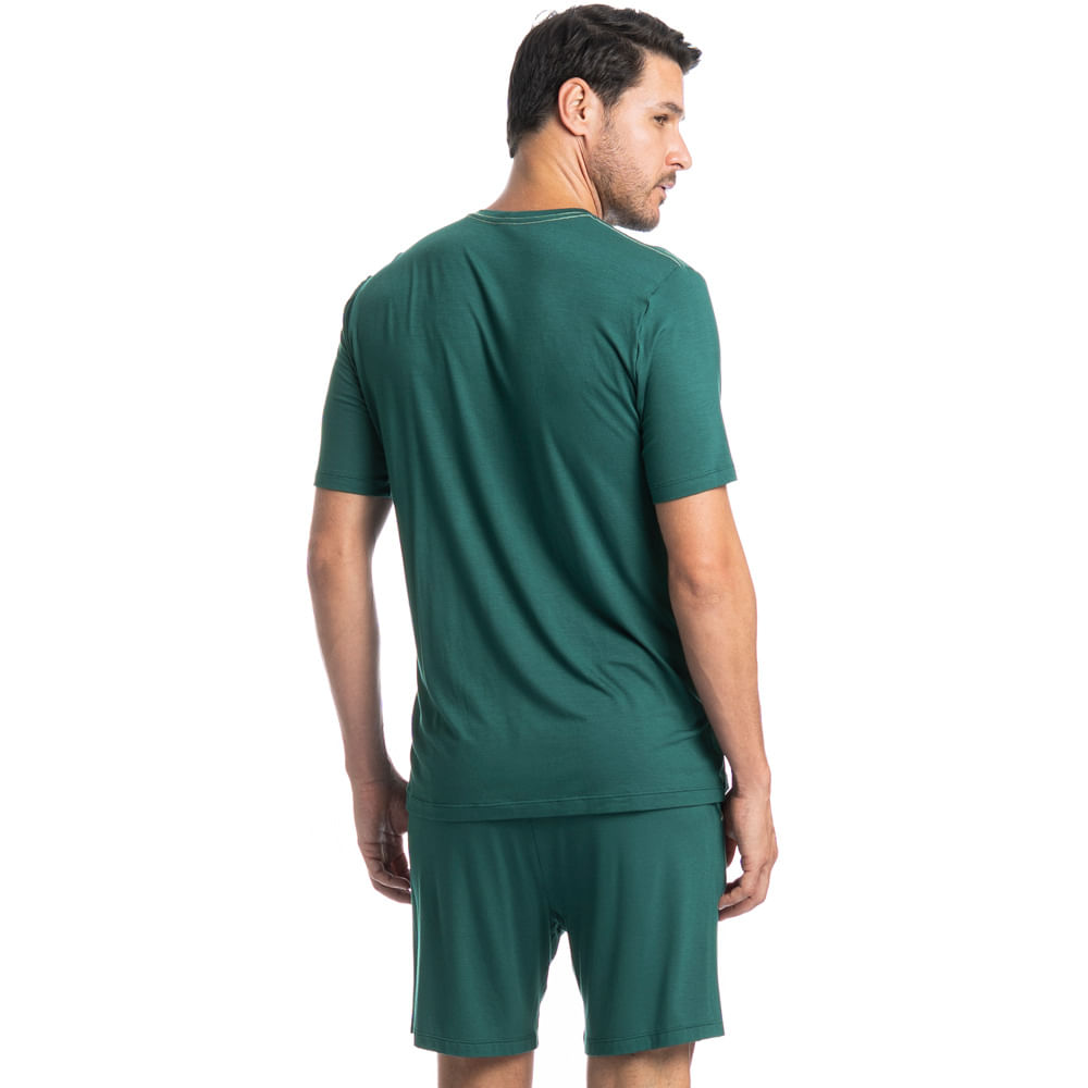 Pijama Masculino Curto Com Bolso Lucca Tombini Verde - Imagem 2