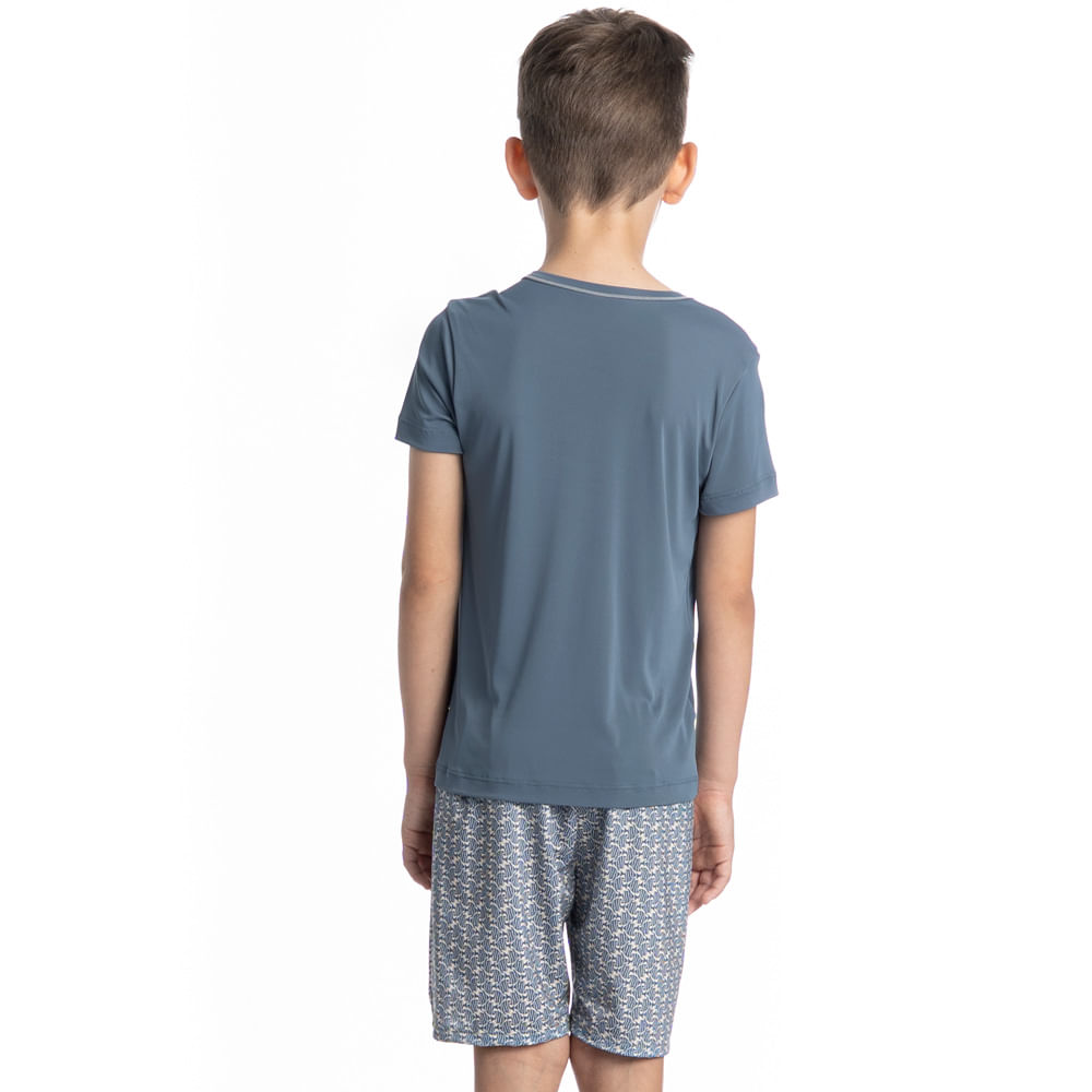 Pijama Masculino Curto Infantil Clóvis Tombini Azul-2 - Imagem 2