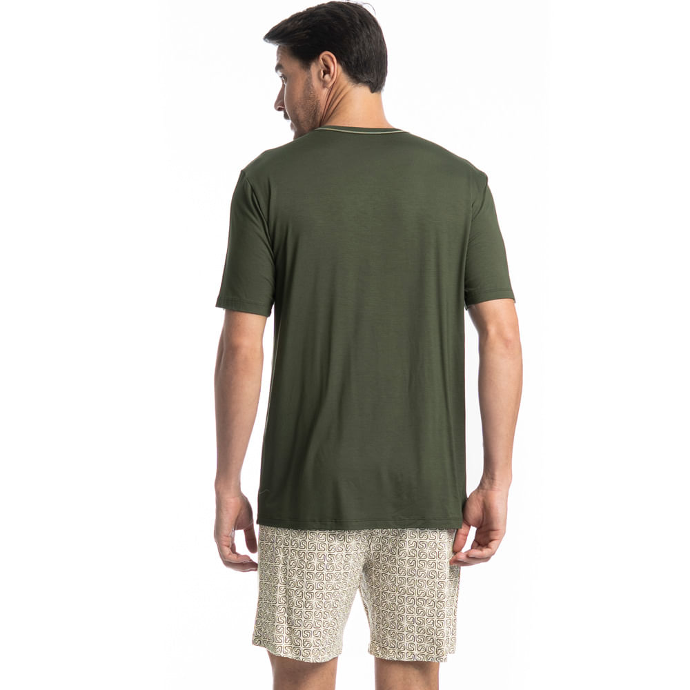Pijama Masculino Curto Decote V Apolo Tombini Verde - Imagem 2