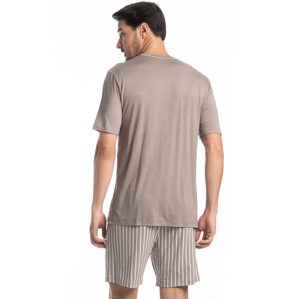 Pijama Masculino Curto Mateo Tombini Bege - Imagem 2