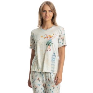 Pijama Longo Manga Curta Sininho