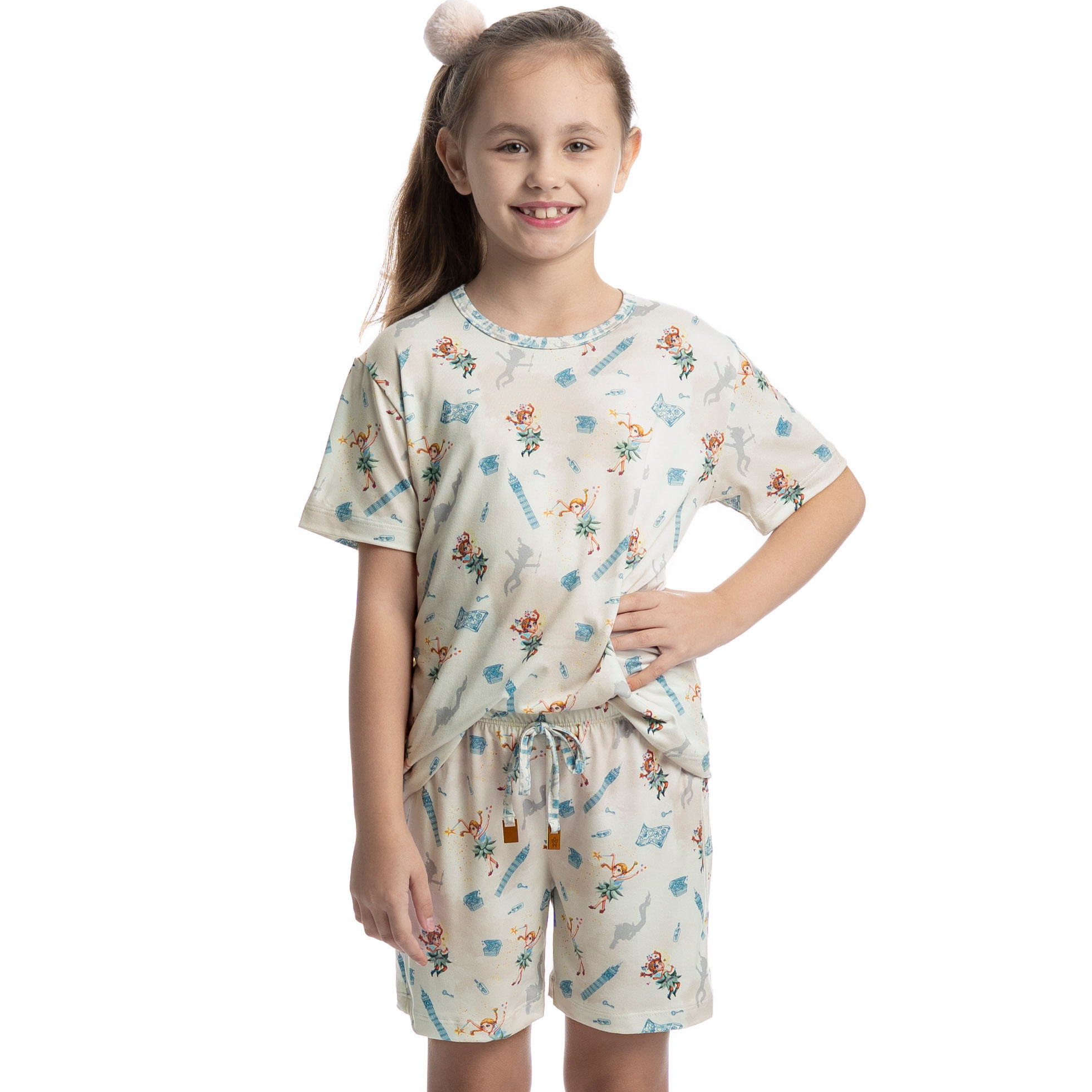 Pijama Curto Infantil Sininho Branco - Imagem 1