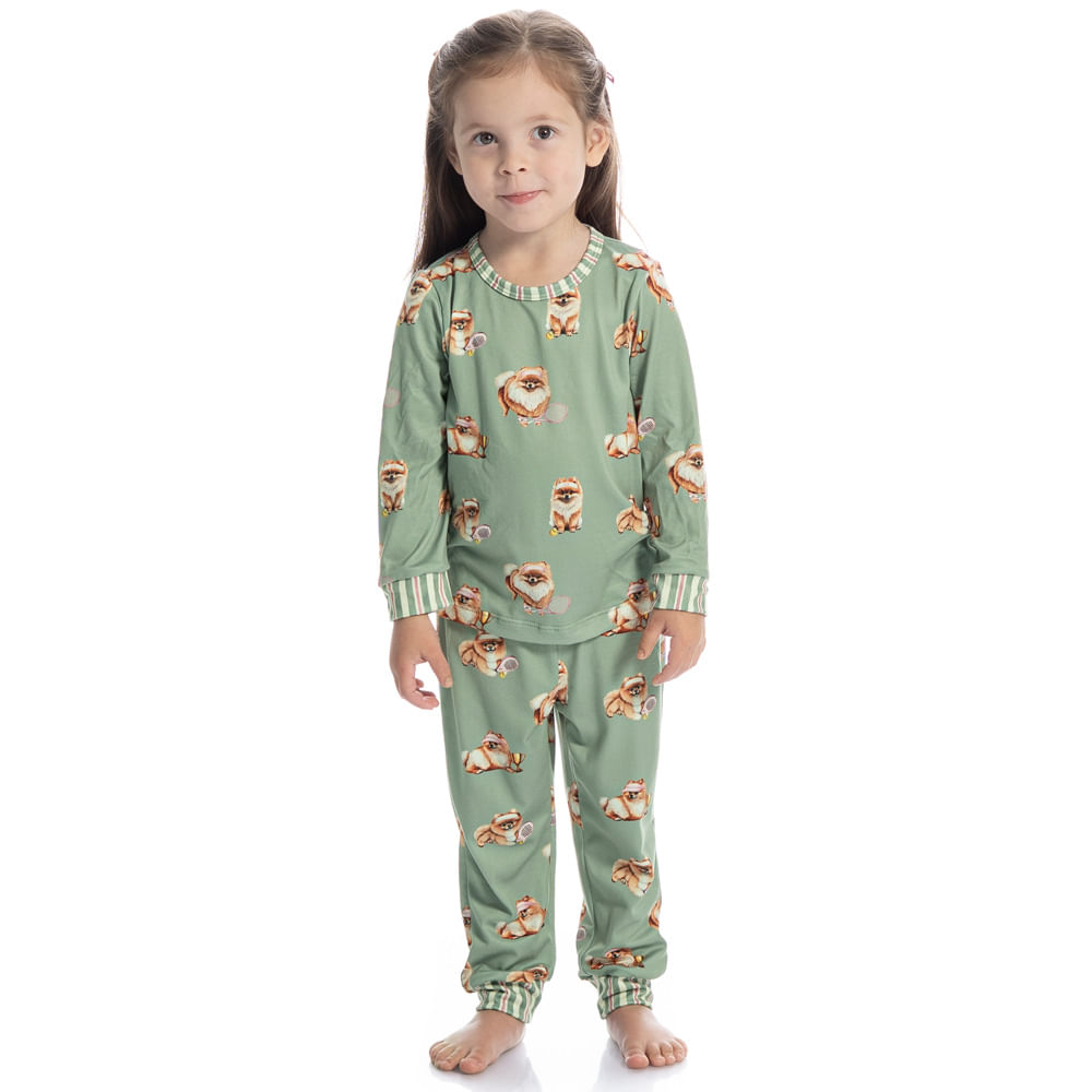 Pijama Infantil Longo Lyla Sports Verde - Imagem 1