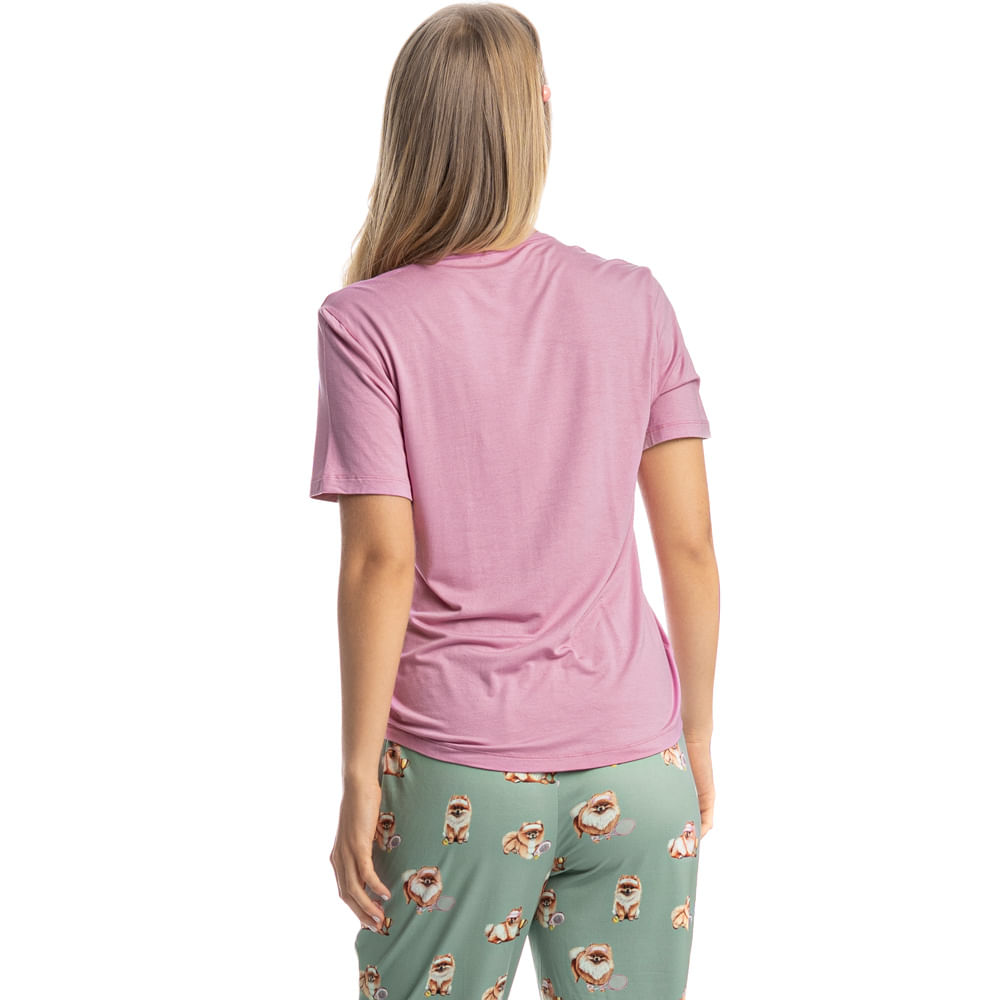 Pijama Longo Manga Curta Lyla Sports Verde - Imagem 2