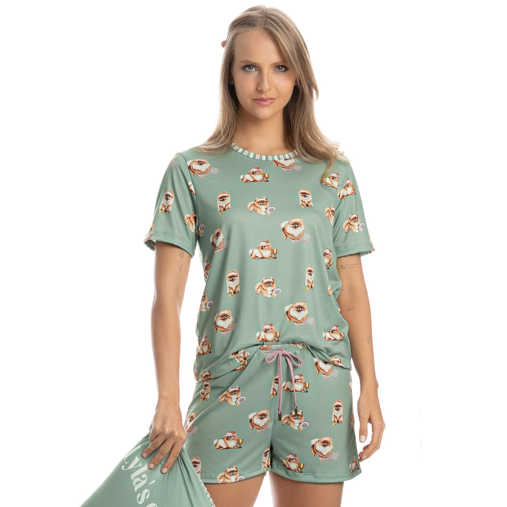 Pijama Curto Lyla Sports Verde - Imagem 1