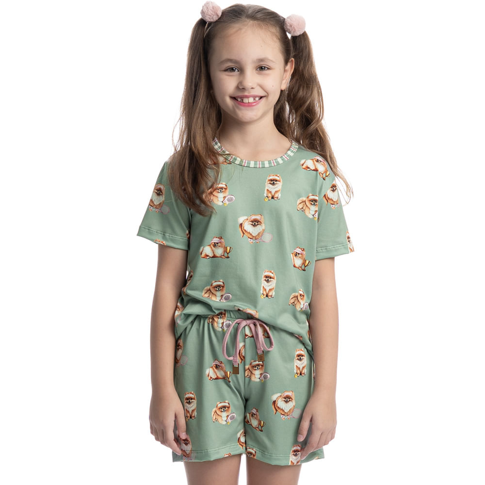 Pijama Curto Infantil Lyla Sports Verde - Imagem 1