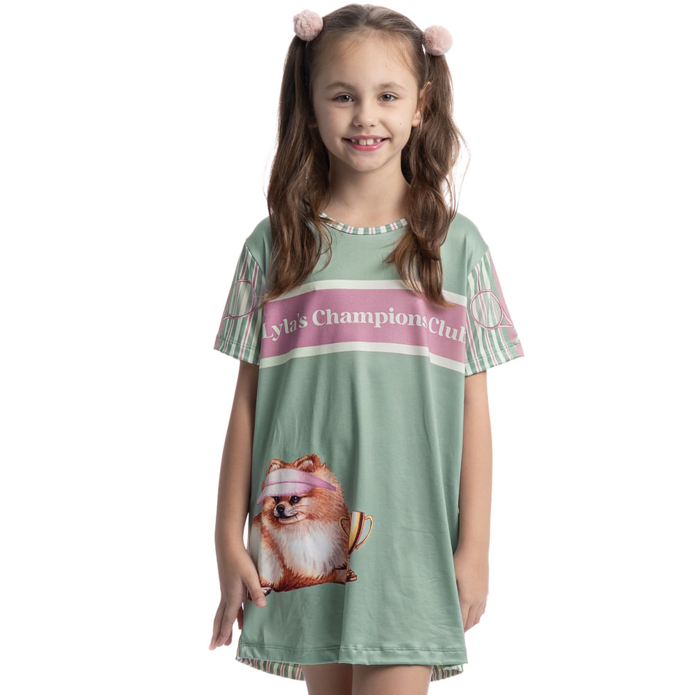 Camisão Curto Infantil Lyla Sports Verde - Imagem 1