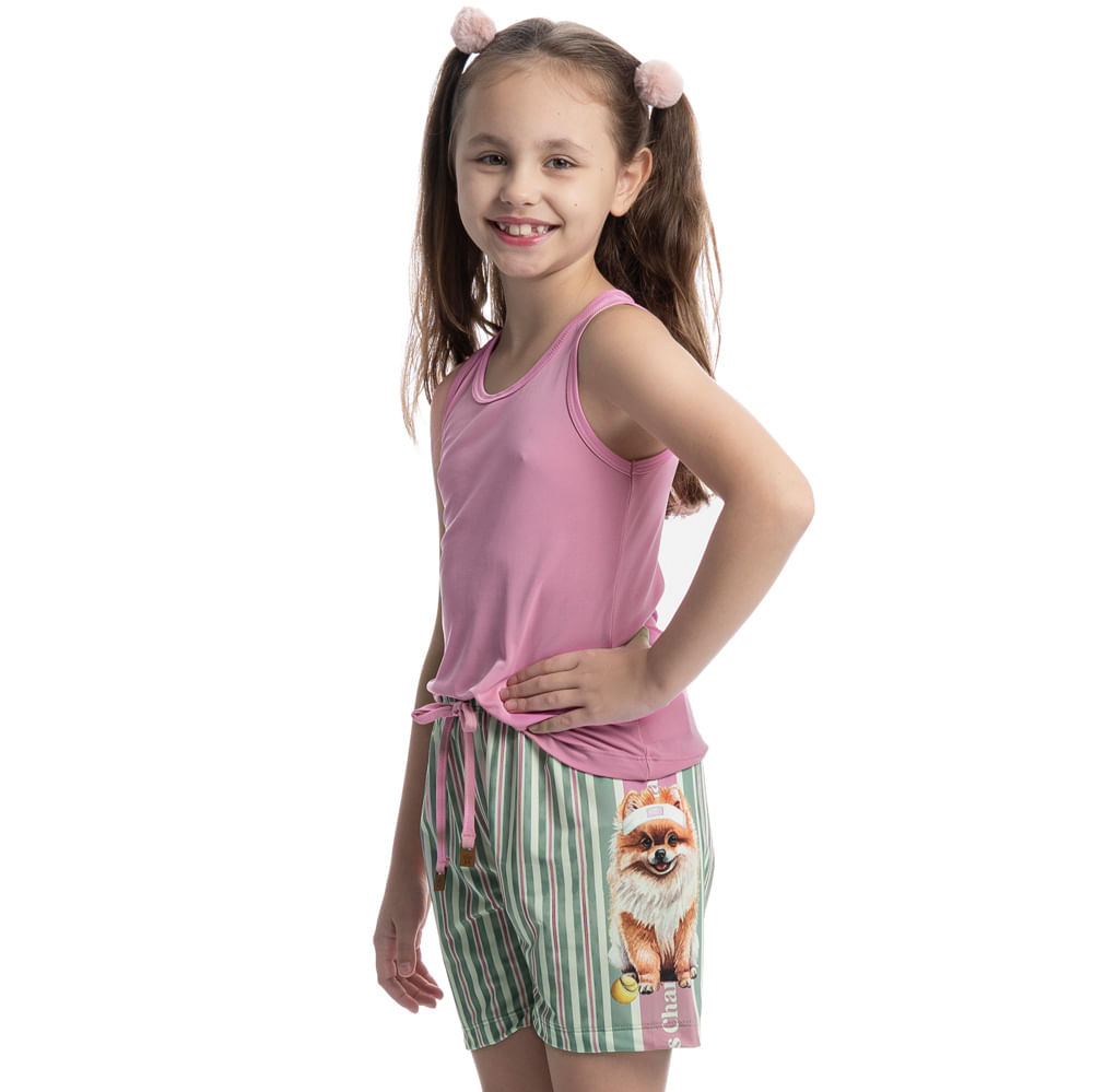 Pijama Infantil Curto Regata Lyla Sports Verde - Imagem 1