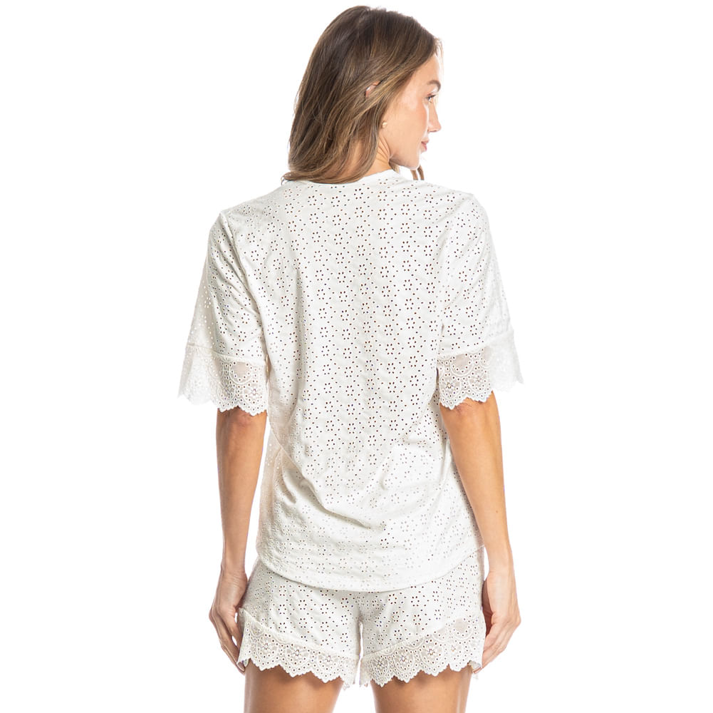 Pijama Feminino Curto Americano Lótus Branco - Imagem 2