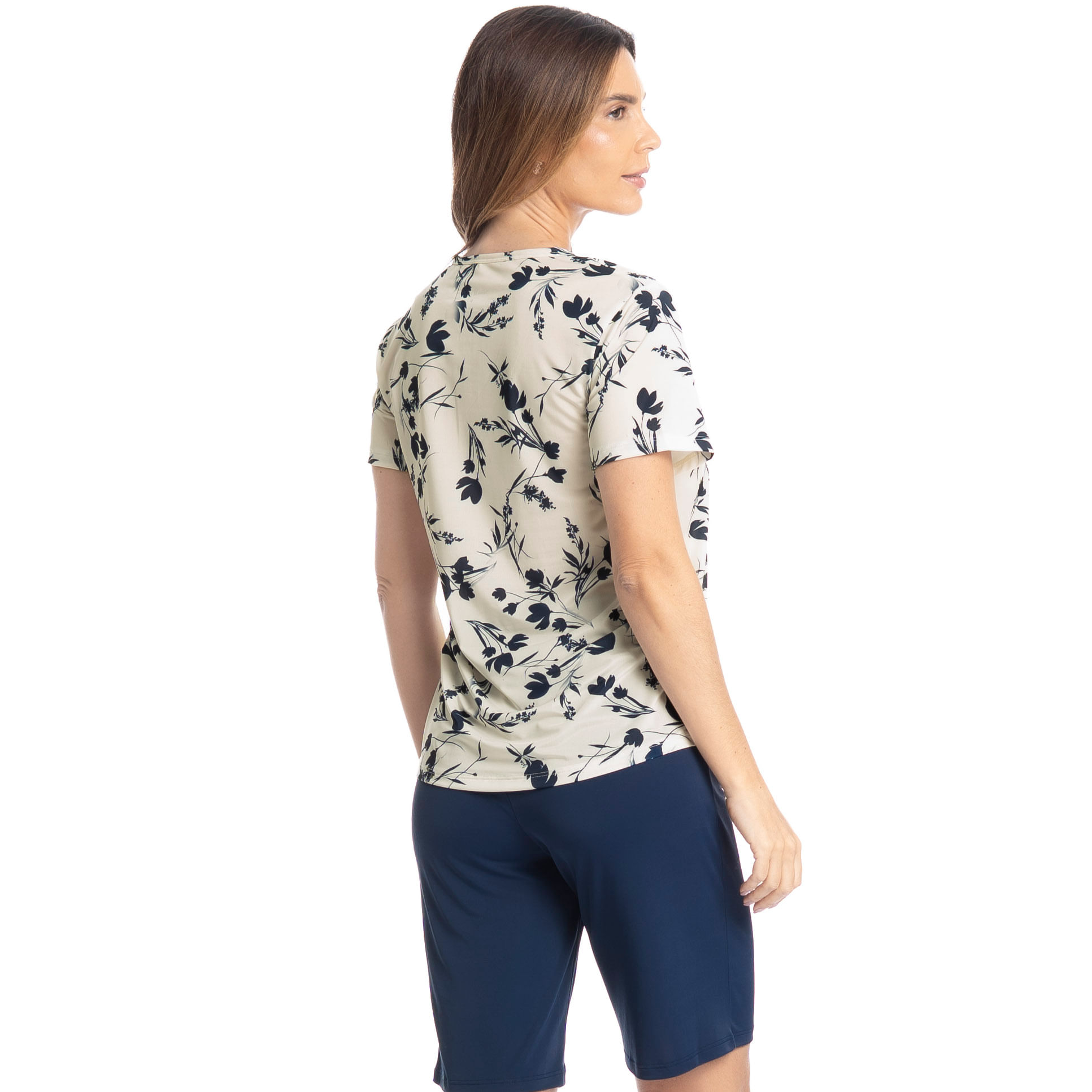 Pijama Feminino Bermuda Joana Azul-marinho - Imagem 2