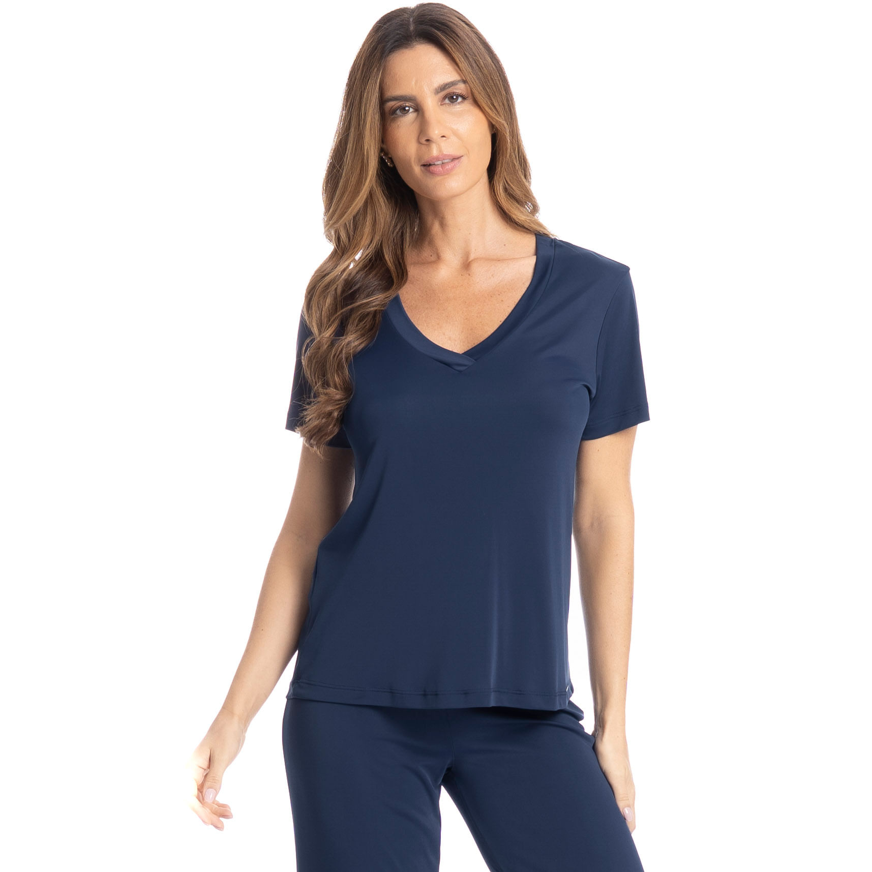 Pijama Feminino Pescador Joana Azul-marinho - Imagem 1