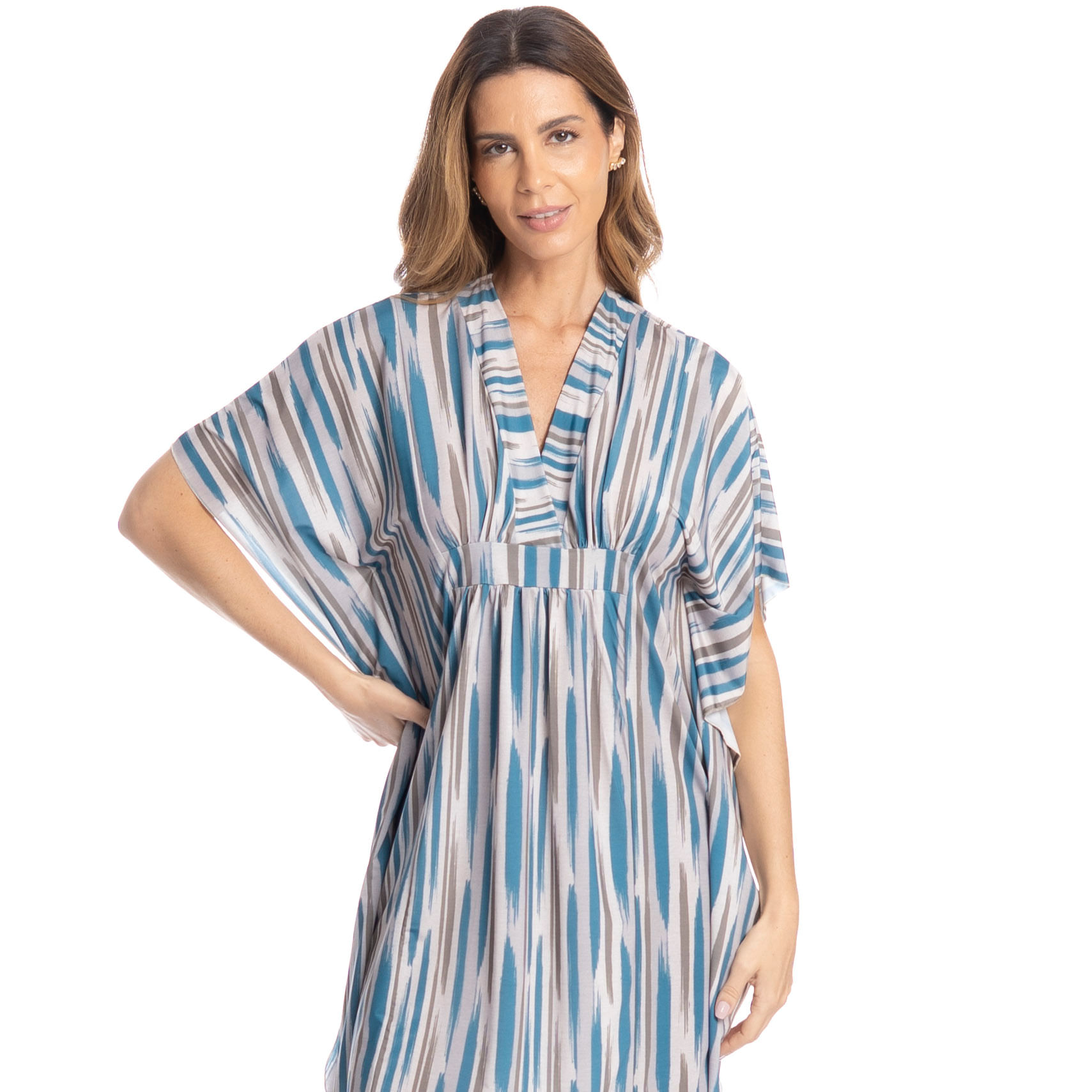 Kaftan Feminino Médio Elen Azul-2 - Imagem 1