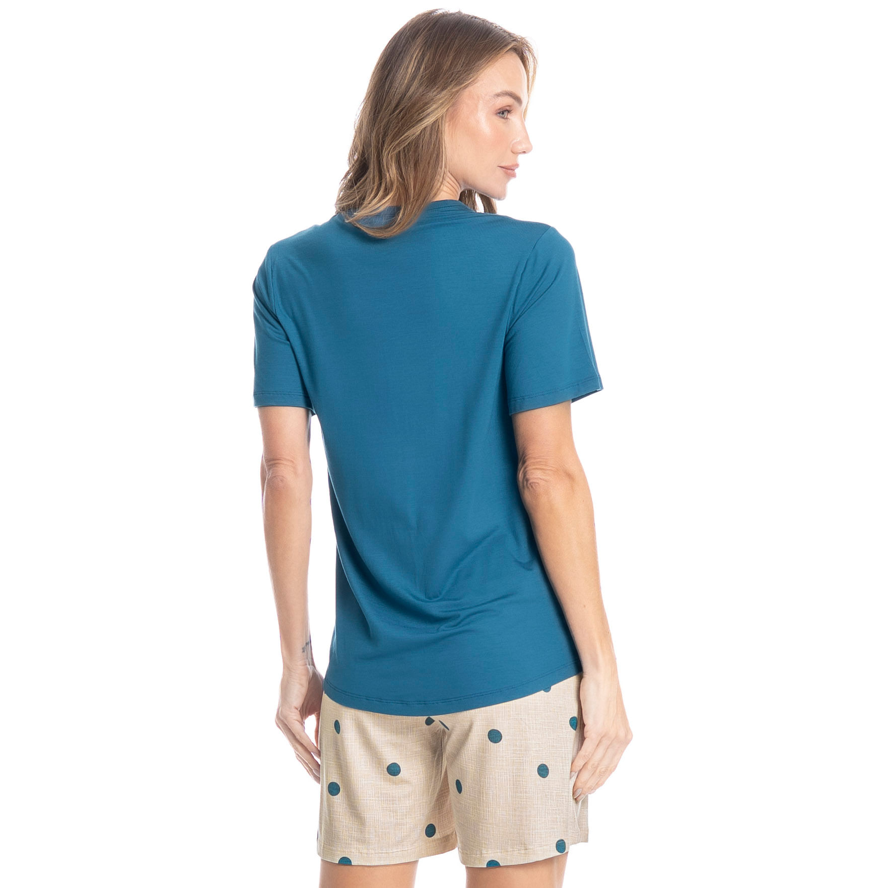 Pijama Feminino Shortão Maiara Azul-2 - Imagem 2