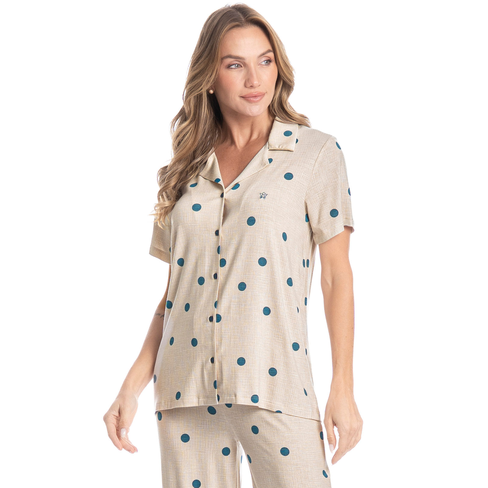 Pijama Feminino Americano Capri Maiara Azul-2 - Imagem 1