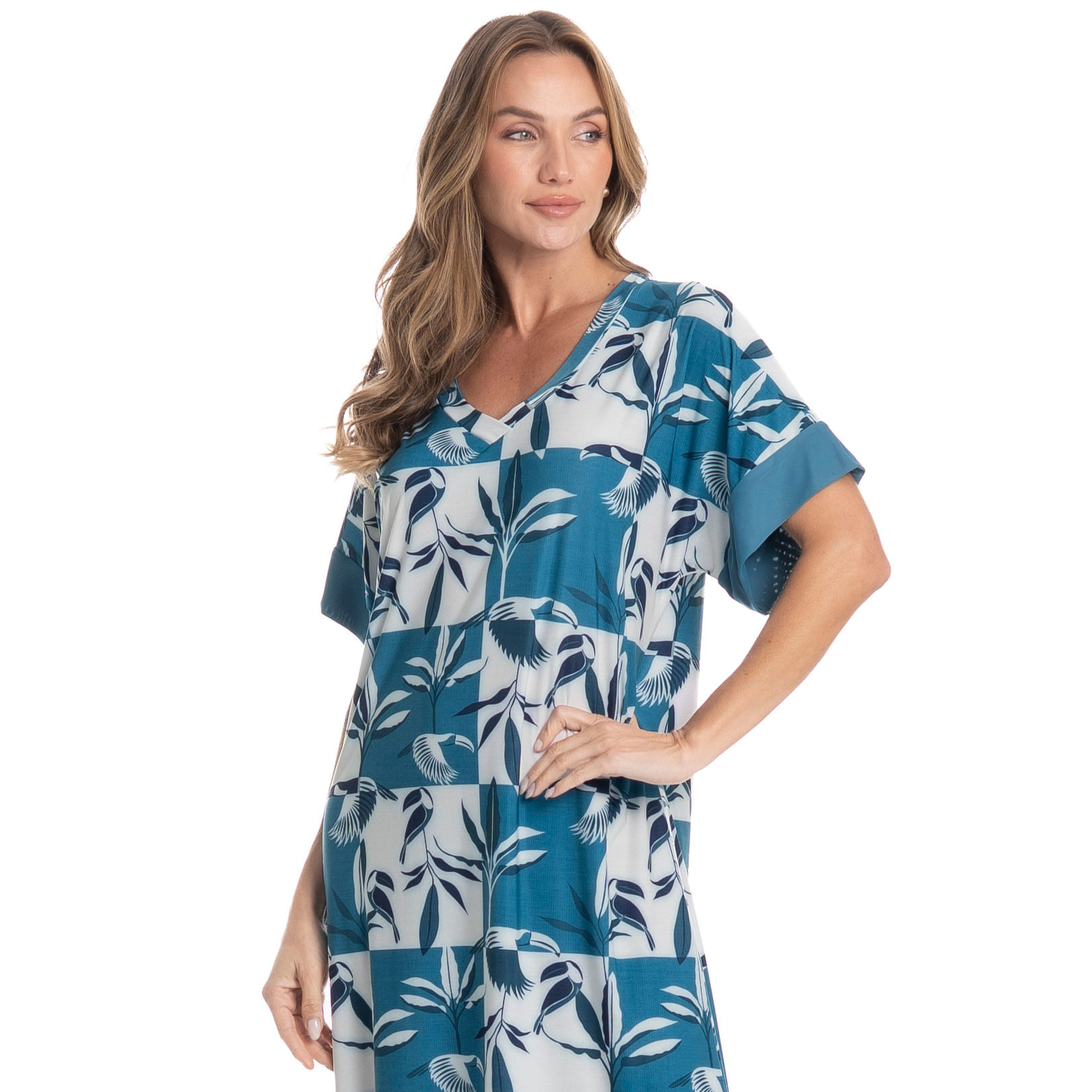 Kaftan Feminino Longo Teresa Azul-2 - Imagem 1
