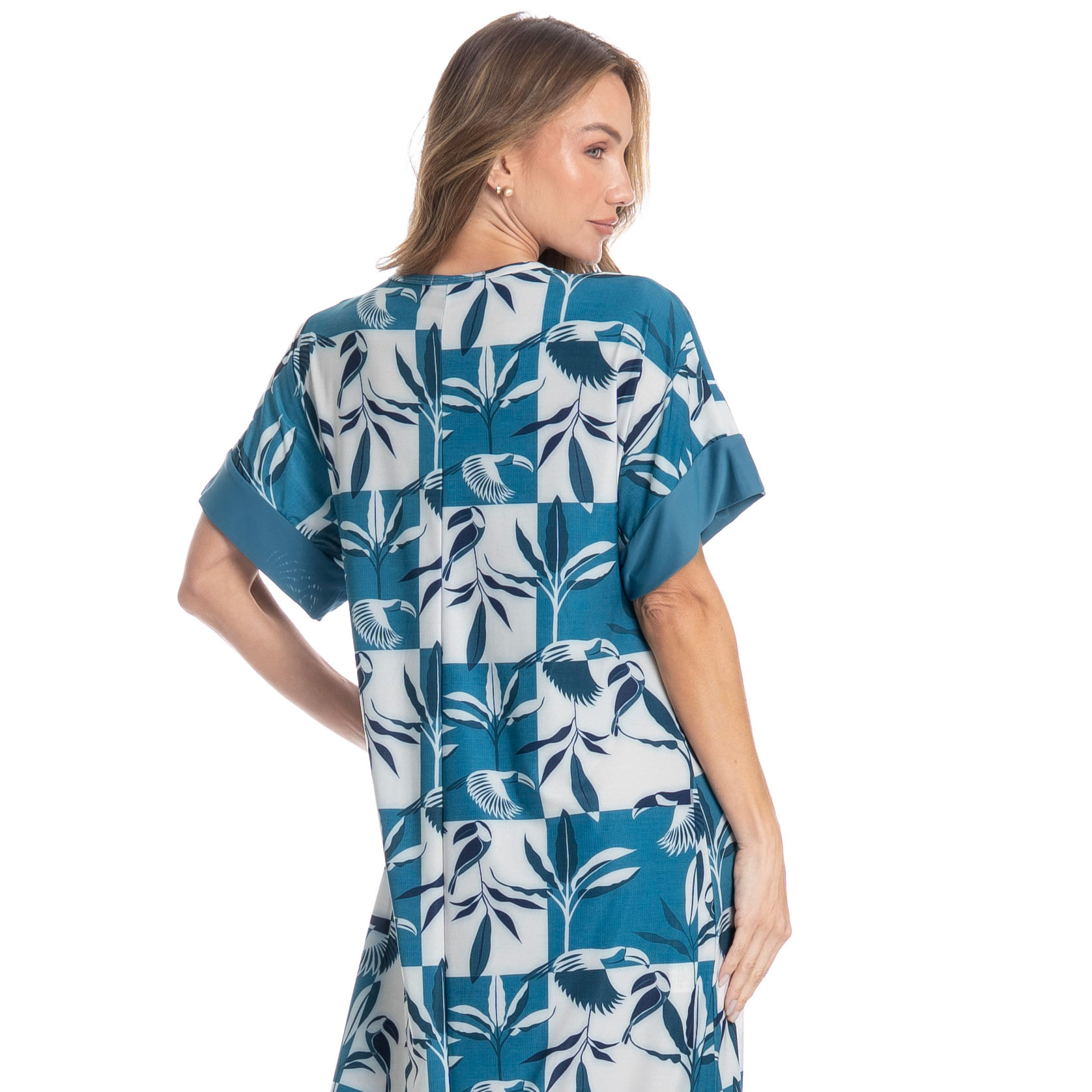 Kaftan Feminino Longo Teresa Azul-2 - Imagem 2