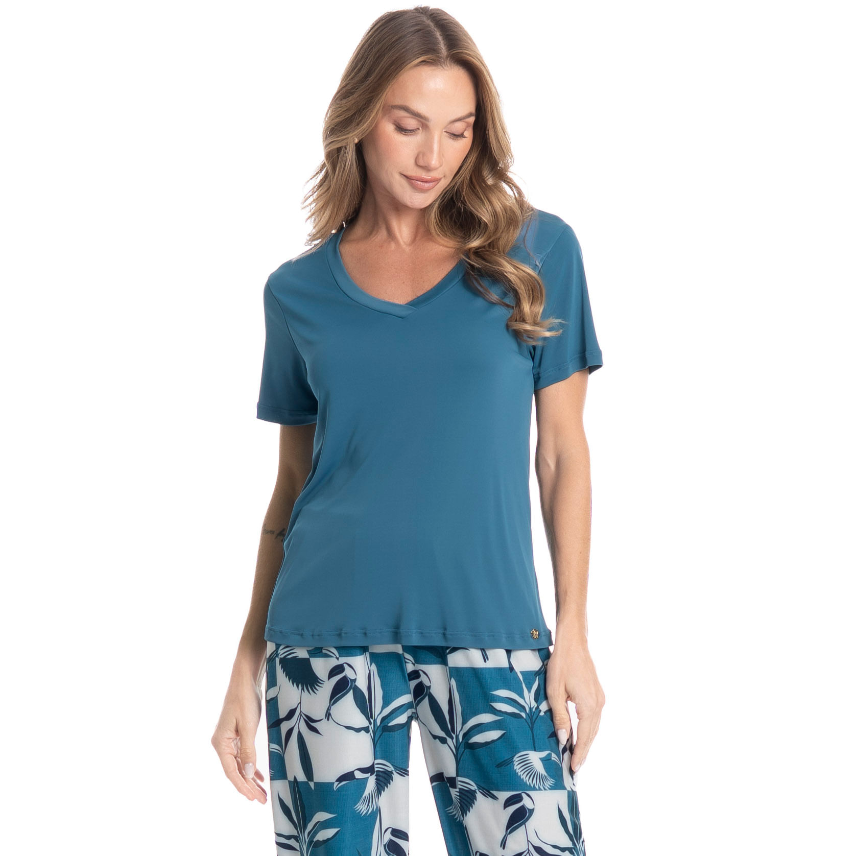Pijama Feminino Pescador Teresa Azul-2 - Imagem 1