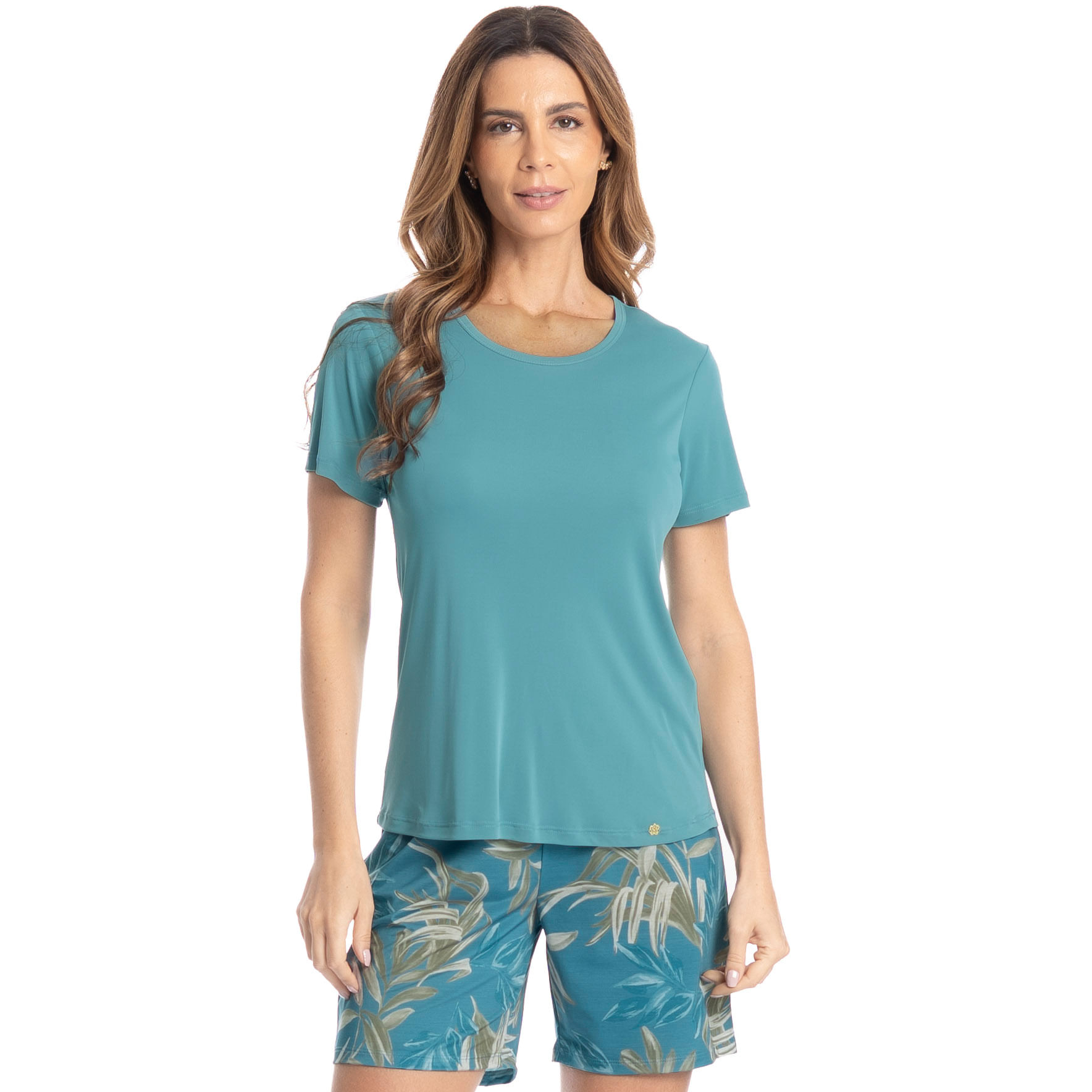 Pijama Feminino Shortão Patricia Azul-2 - Imagem 1