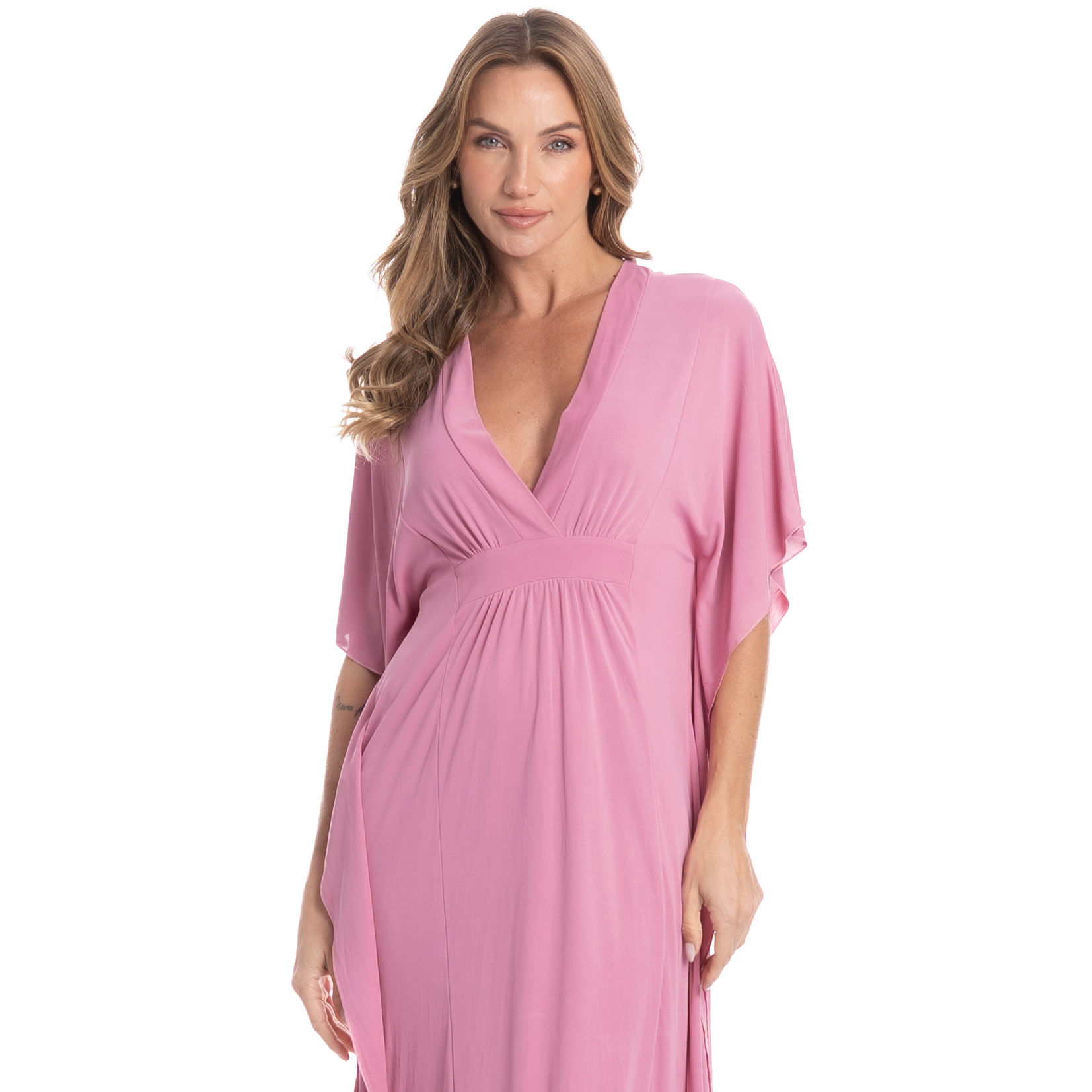 Kaftan Feminino Longo Julia Rosa - Imagem 1