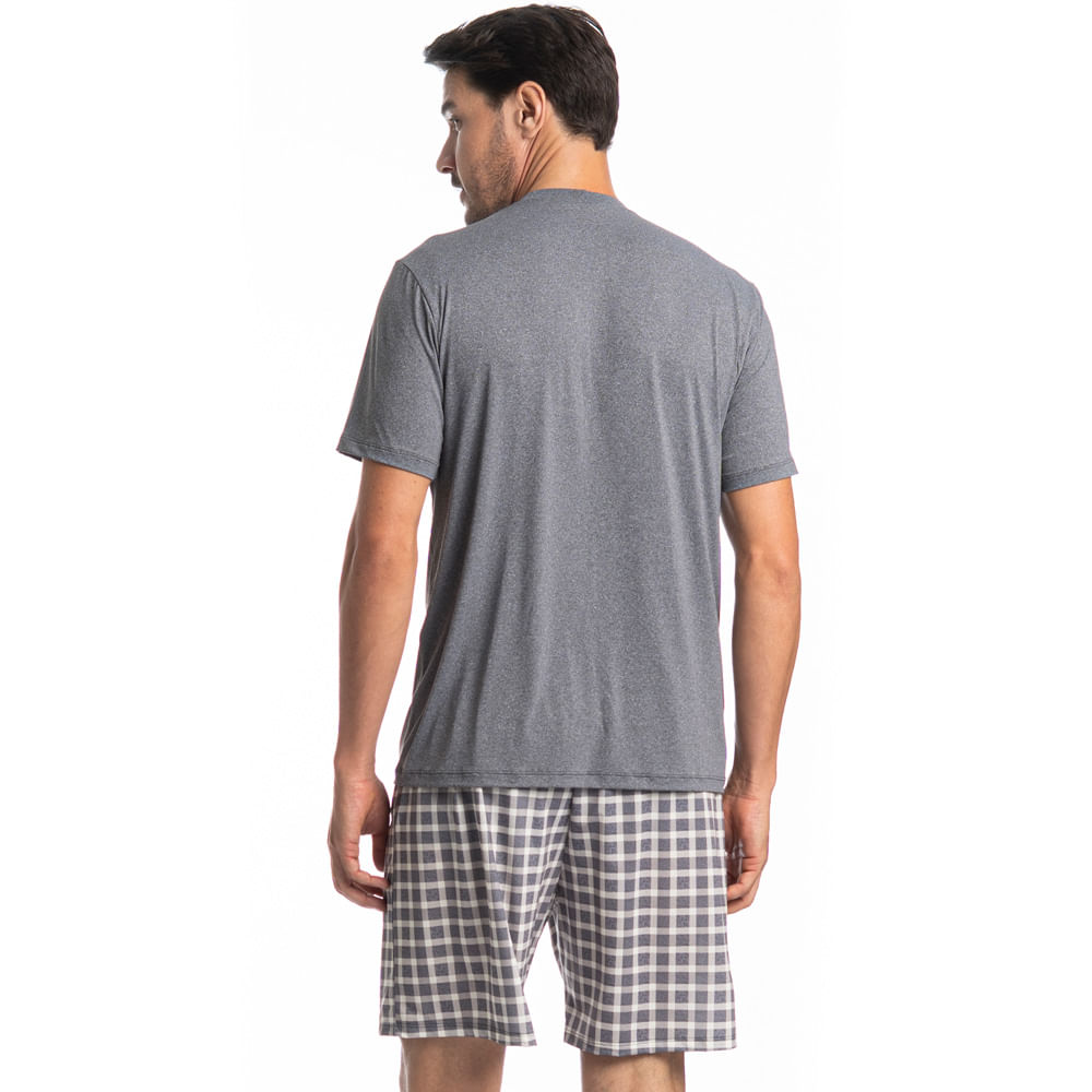 Pijama Masculino Curto Manuel Tombini Cinza - Imagem 2