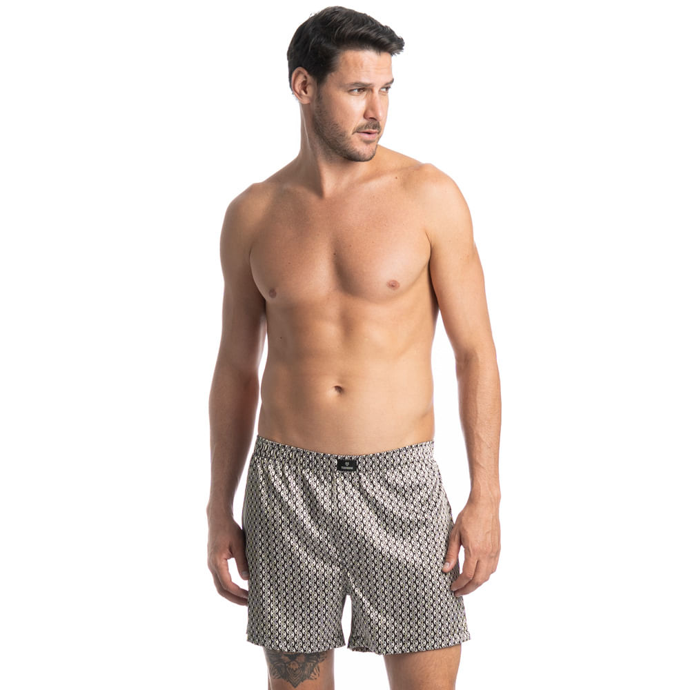 Boxer Masculina Estampada Enzo Tombini Preto - Imagem 1