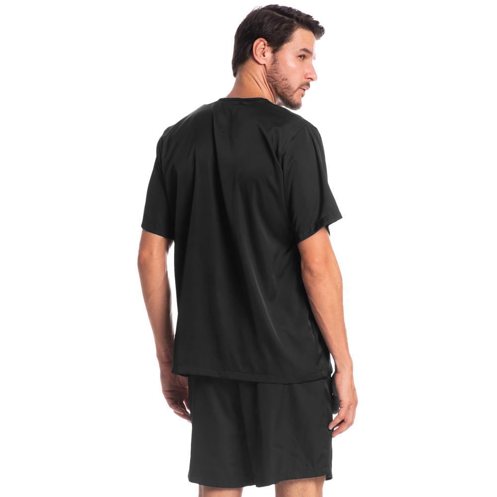 Pijama Masculino Curto Americano Enzo Tombini Preto - Imagem 2