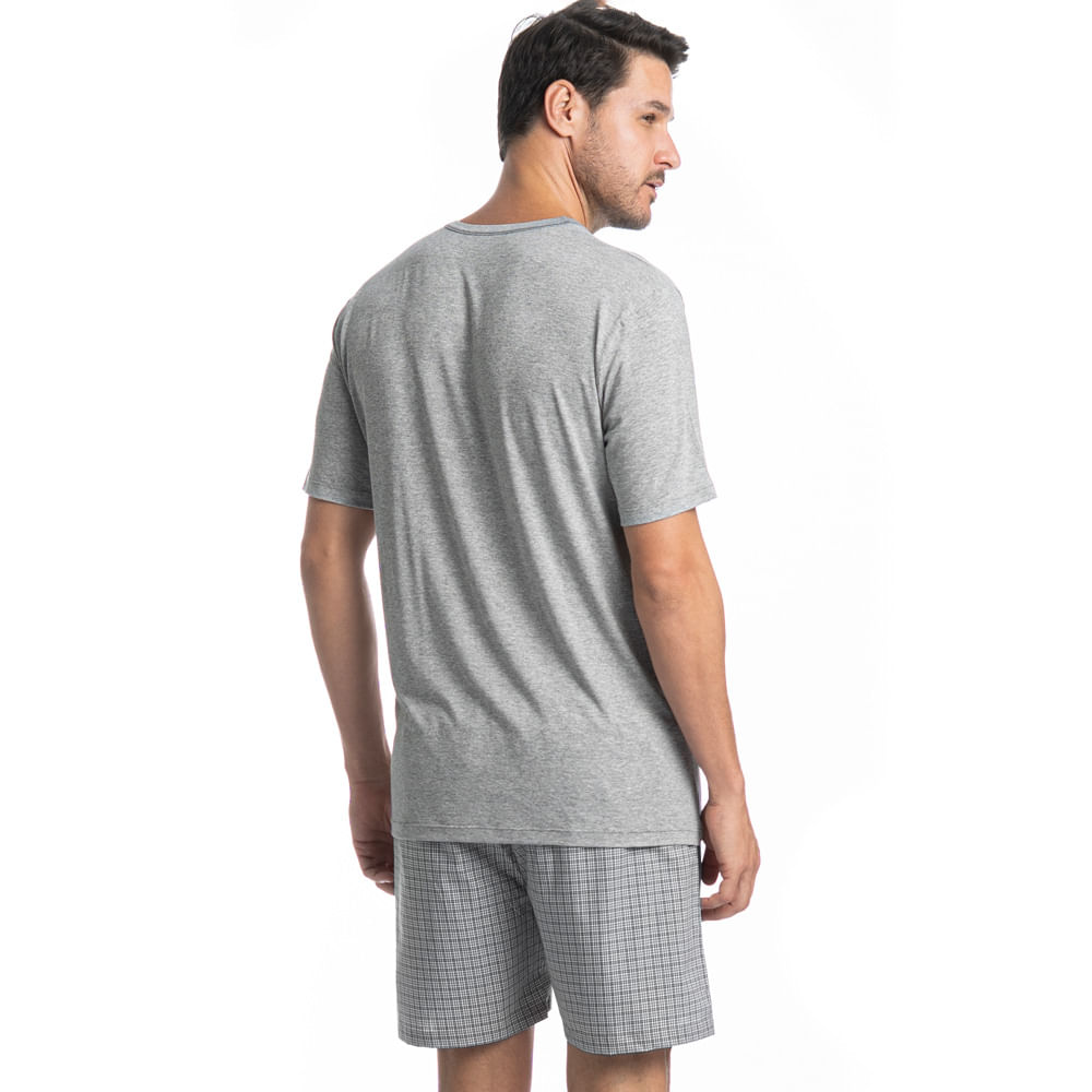 Pijama Masculino Curto Lorenzo Tombini Cinza - Imagem 2