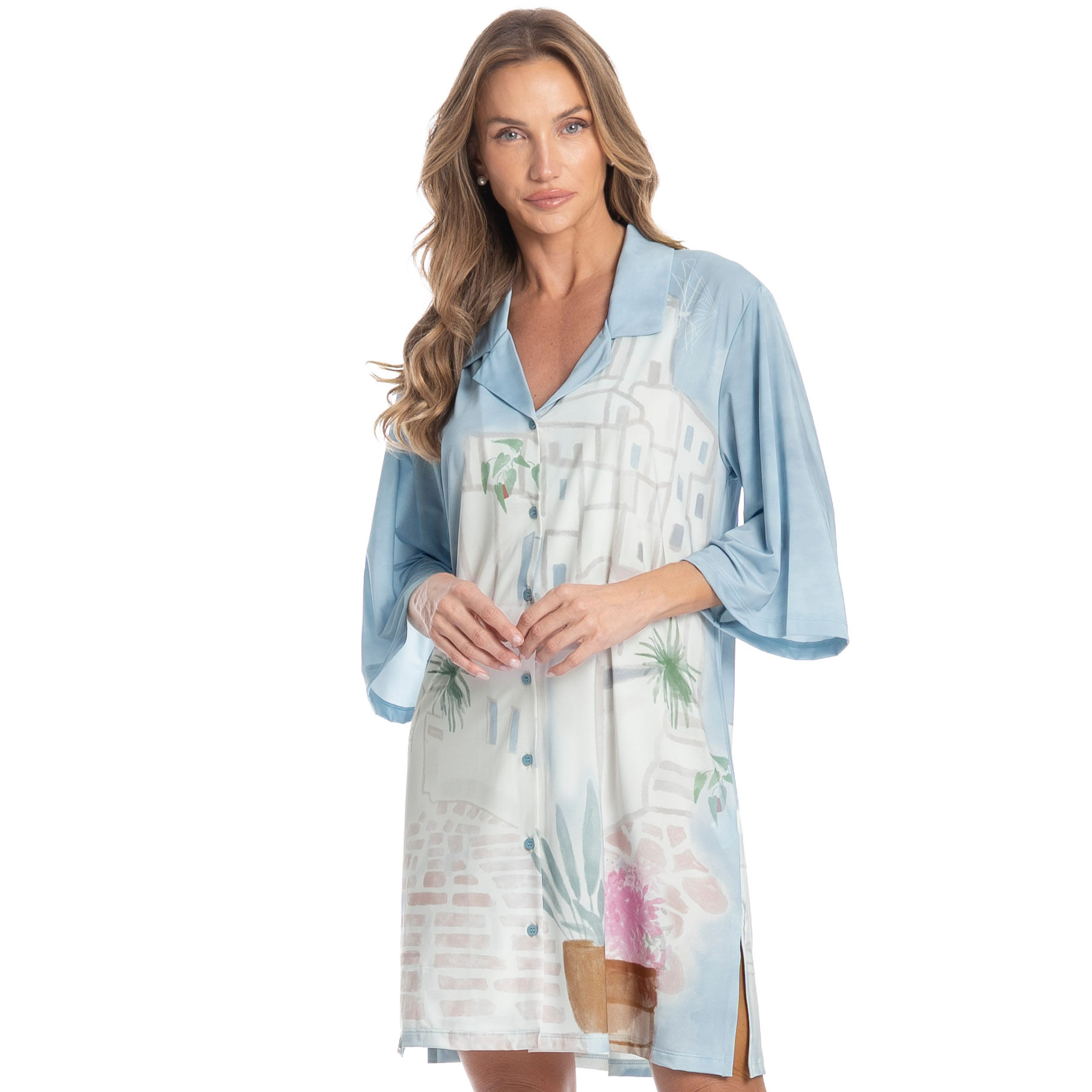 Camisão Abotoado La Villa Azul - Imagem 1