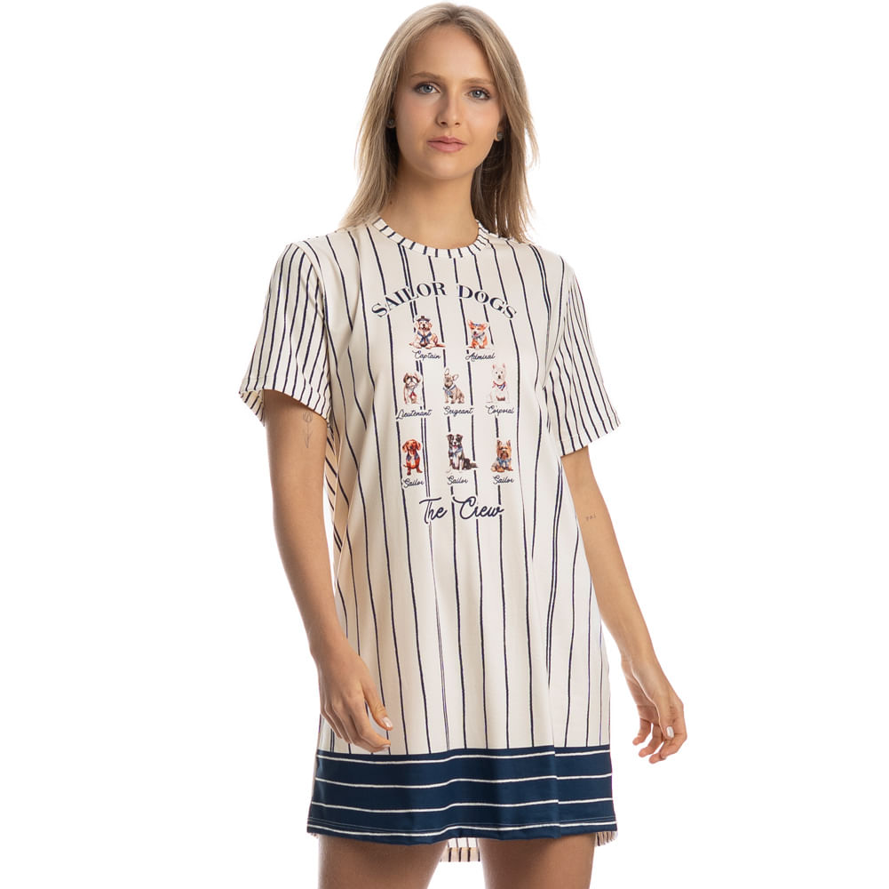 Camisão Curto Sailor Dogs Azul-marinho - Imagem 1