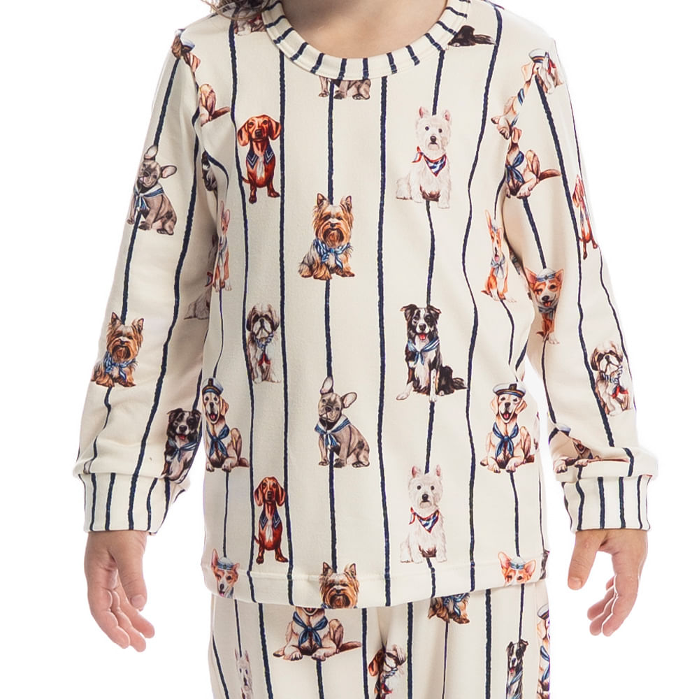 Pijama Infantil Unissex Longo Sailor Dogs Azul-marinho - Imagem 2