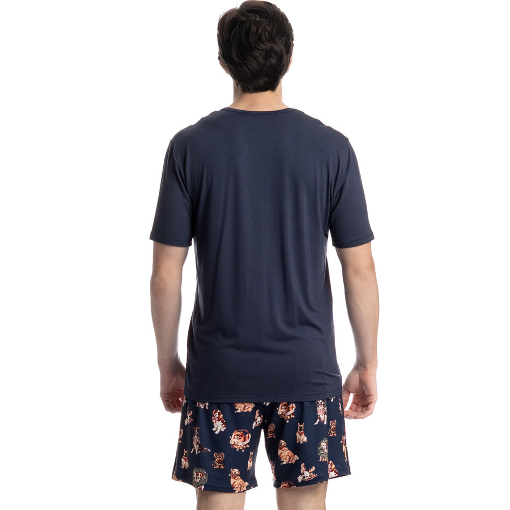 Pijama Masculino Curto Jolly Tombini Azul-marinho - Imagem 2