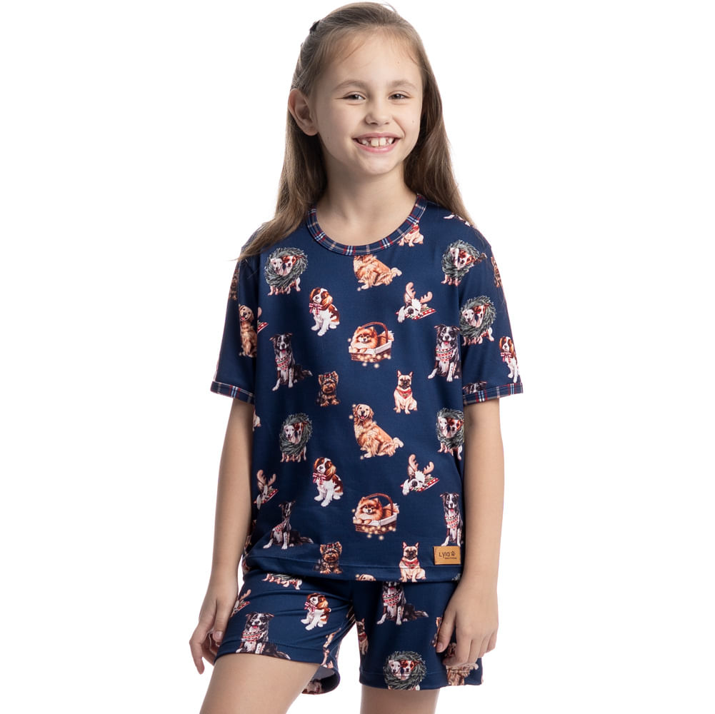 Pijama Curto Infantil Unissex Jolly Azul-marinho - Imagem 1