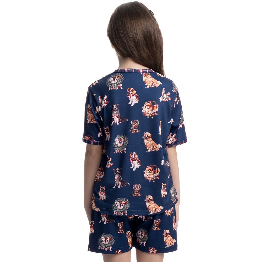 Pijama Curto Infantil Unissex Jolly Azul-marinho - Imagem 2