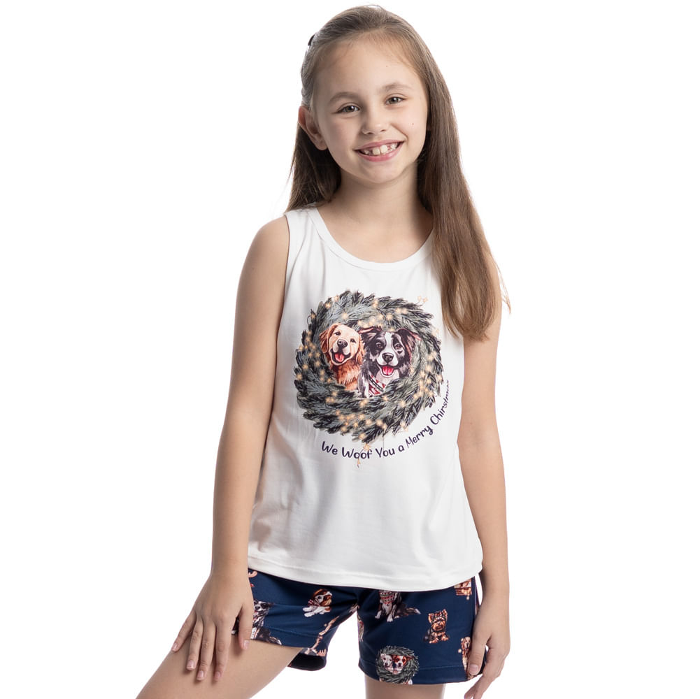 Pijama Infantil Curto Regata Jolly Azul-marinho - Imagem 1