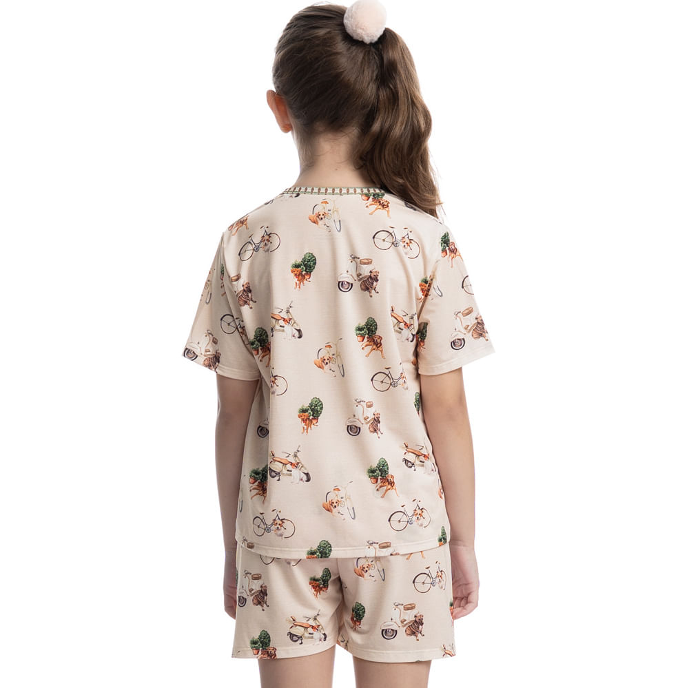 Pijama Curto Infantil Unissex Vira Latas Branco - Imagem 2