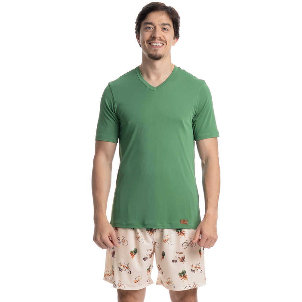 Pijama Masculino Curto Vira Latas Tombini Branco - Imagem 1