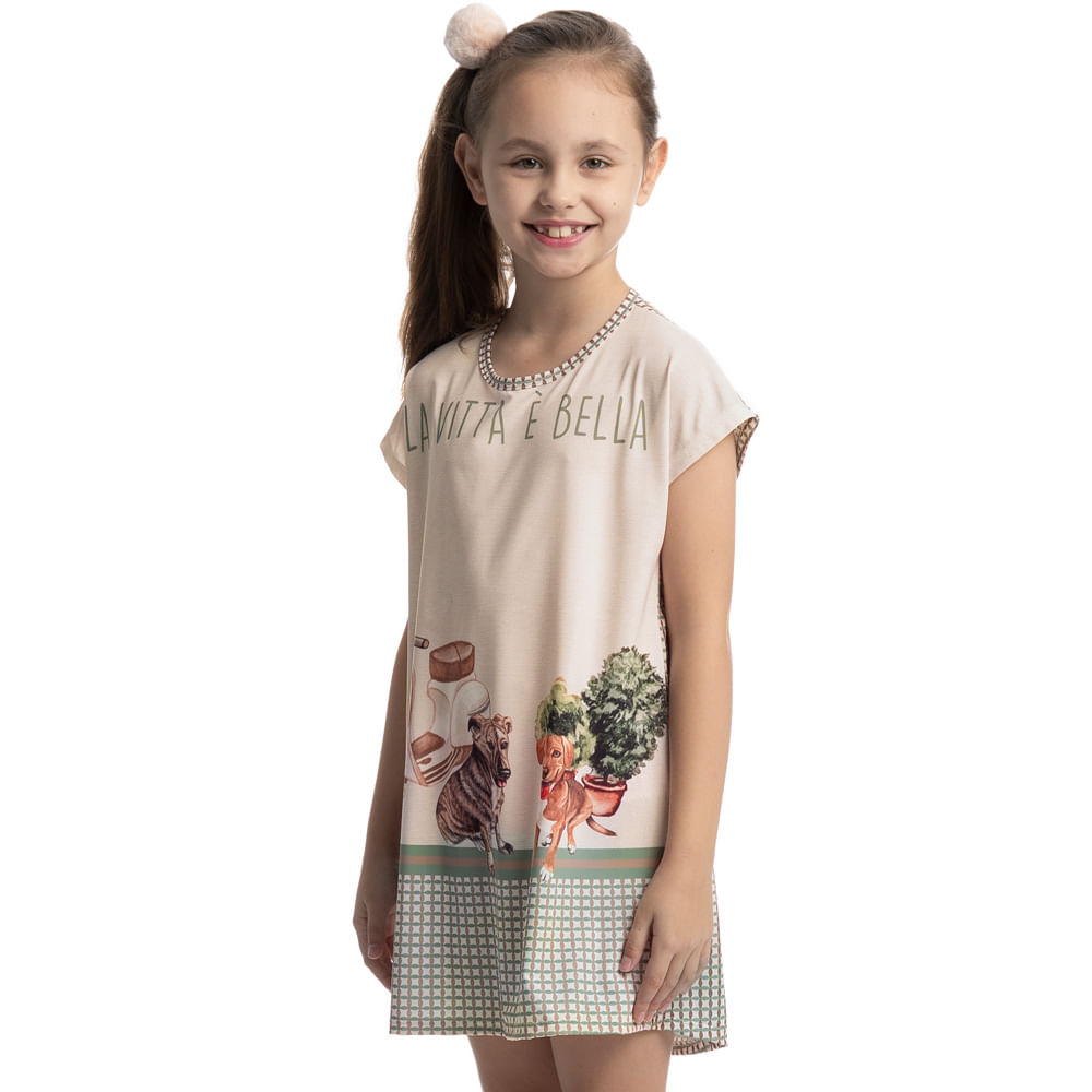 Camisão Curto Infantil Vira Latas Branco - Imagem 1