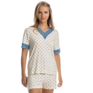 Pijama Feminino Curto Com Renda Maria