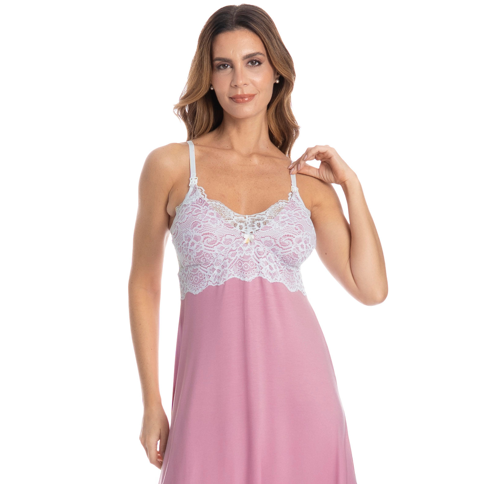 Camisola Amamentação Midi Luna Rosa - Imagem 1