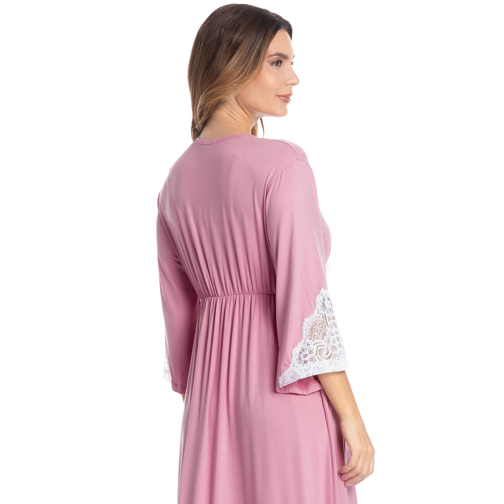 Robe Midi Com Renda Luna Rosa - Imagem 2