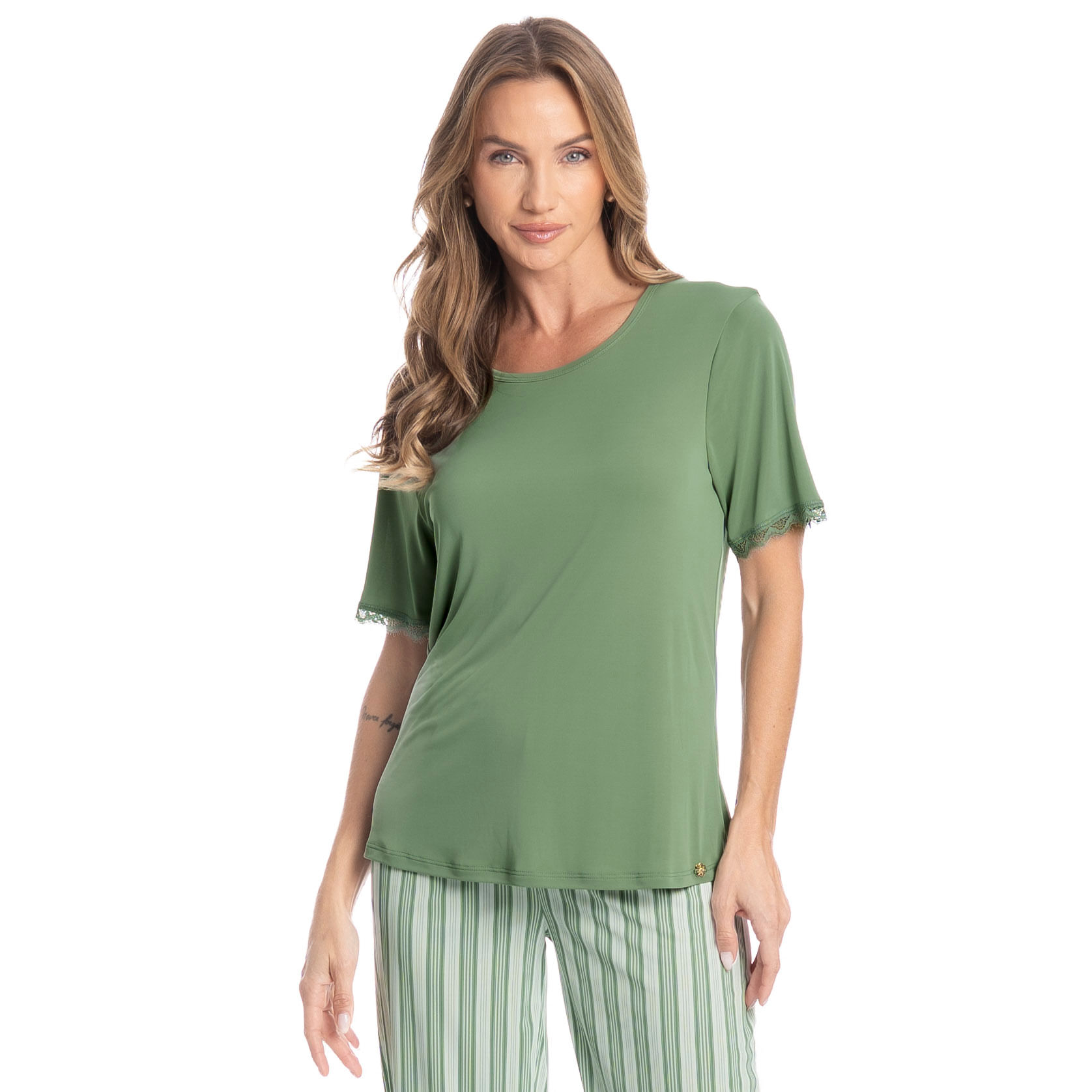 Pijama Feminino Pescador Pati Verde - Imagem 1