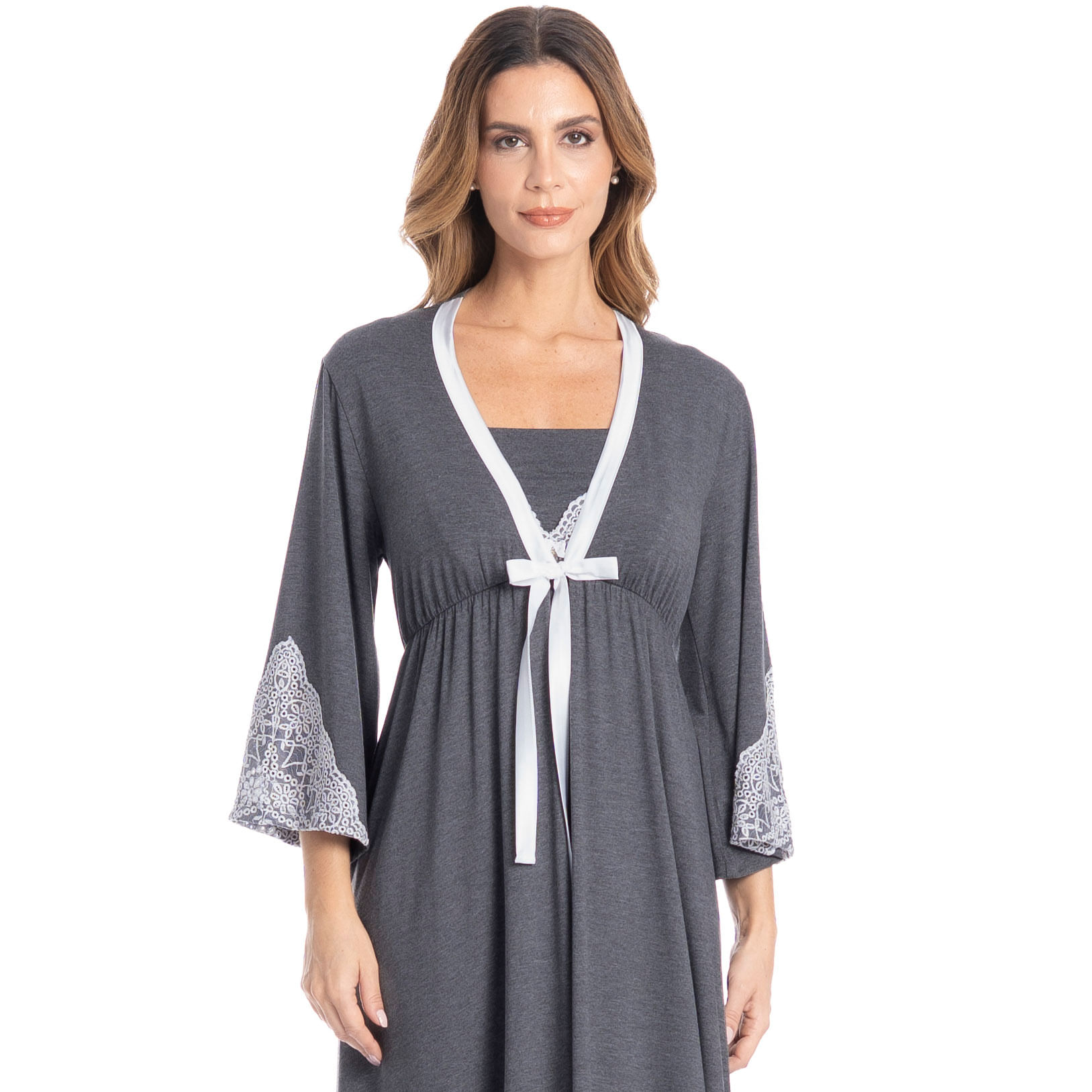 Robe Feminino Longo Bruna Cinza - Imagem 1
