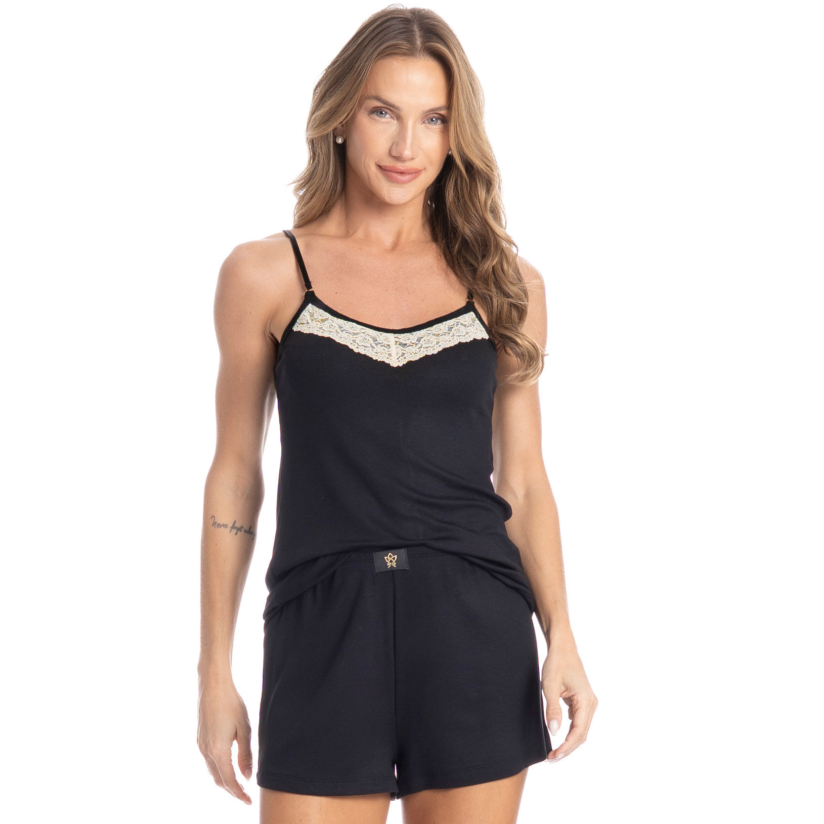 Short Doll Com Renda Sofia Preto - Imagem 1