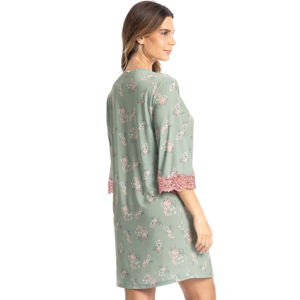 Camisão Curto Abotoado Fiore Verde - Imagem 2