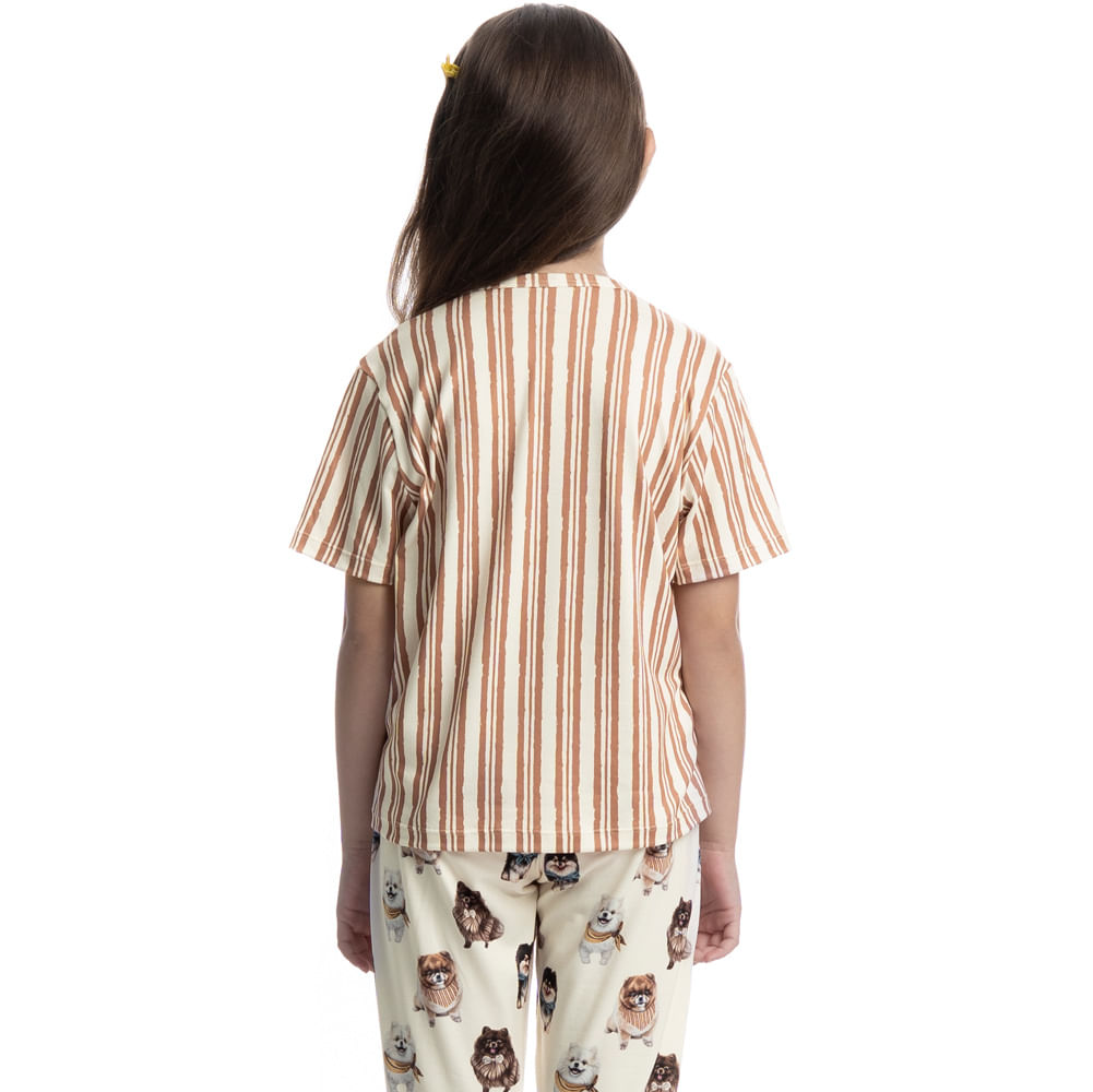 Pijama Infantil Unissex Longo Manga Curta Moka Branco - Imagem 2