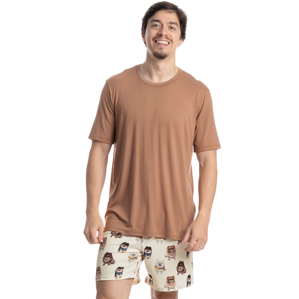 Pijama Masculino Curto Moka Tombini Branco - Imagem 1