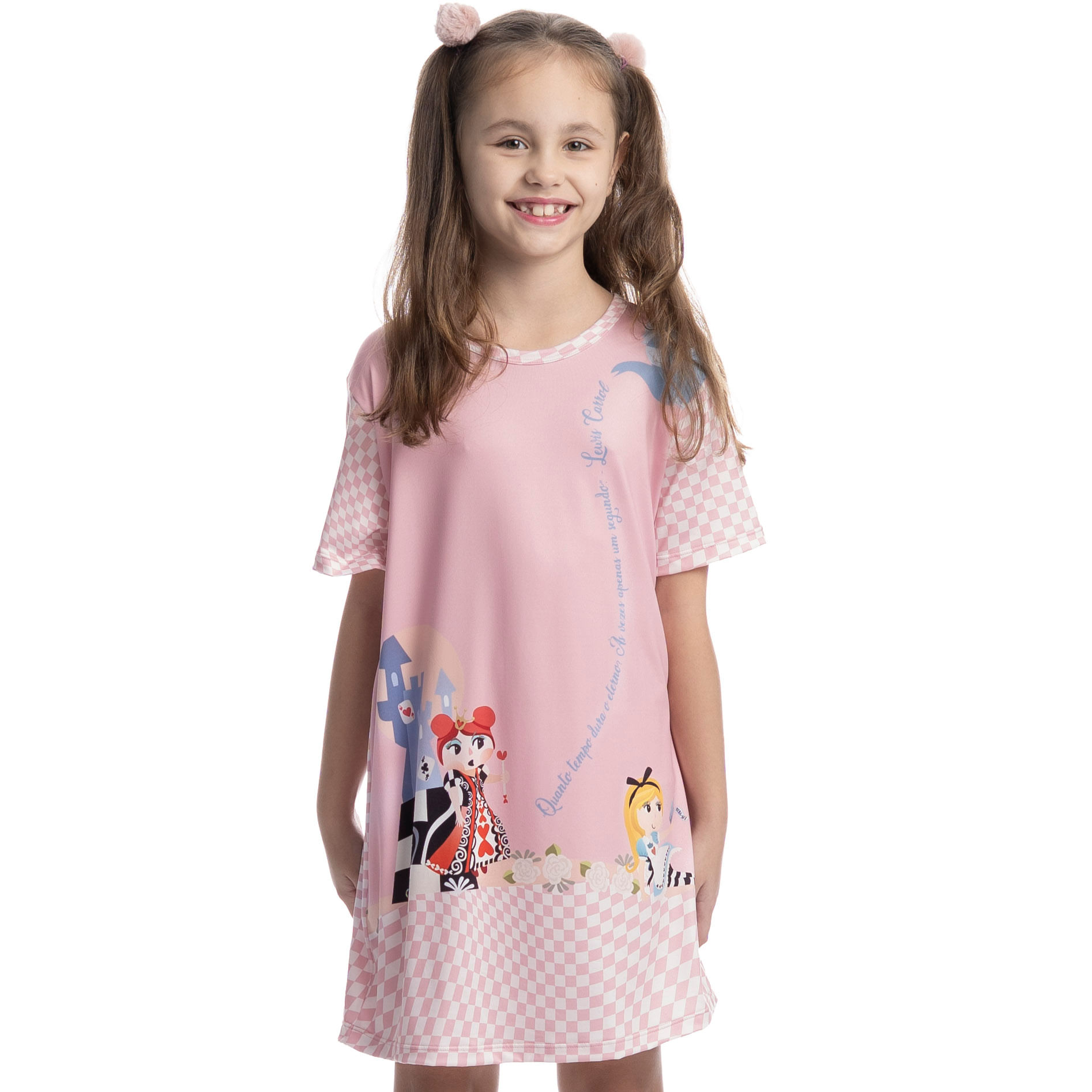 Camisão Curto Infantil Alice Rosa-3 - Imagem 1